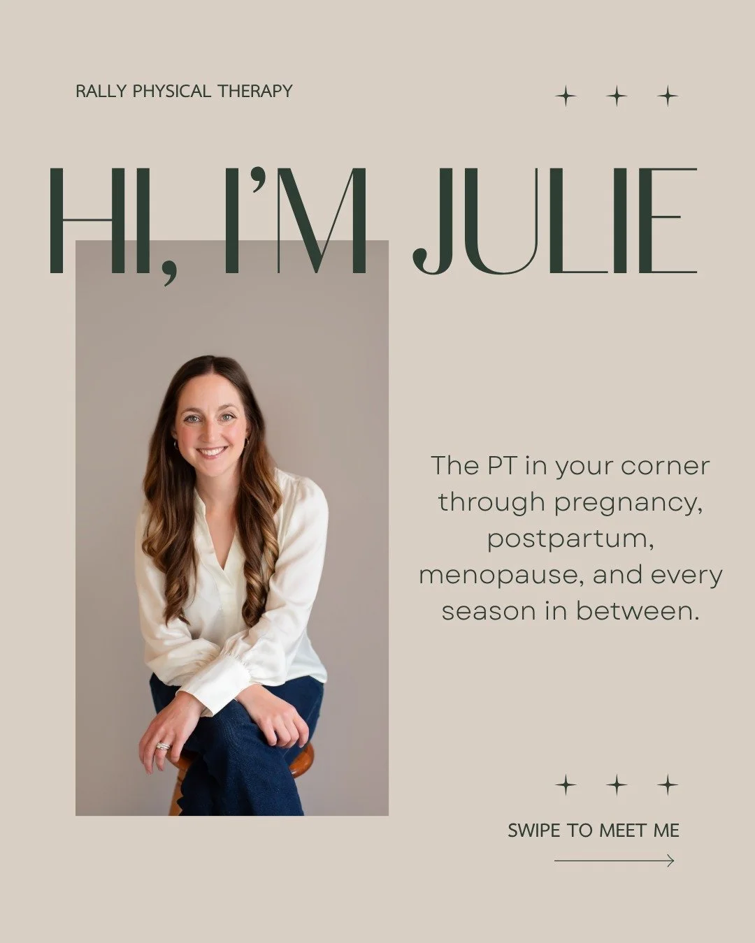 New here? Let's do a proper introduction.

Hi, I'm Julie. Doctor of physical therapy, pelvic health specialist, and the person behind Rally Physical Therapy in Indian Trail.

Rally is where women come when they're done being told to "just live w