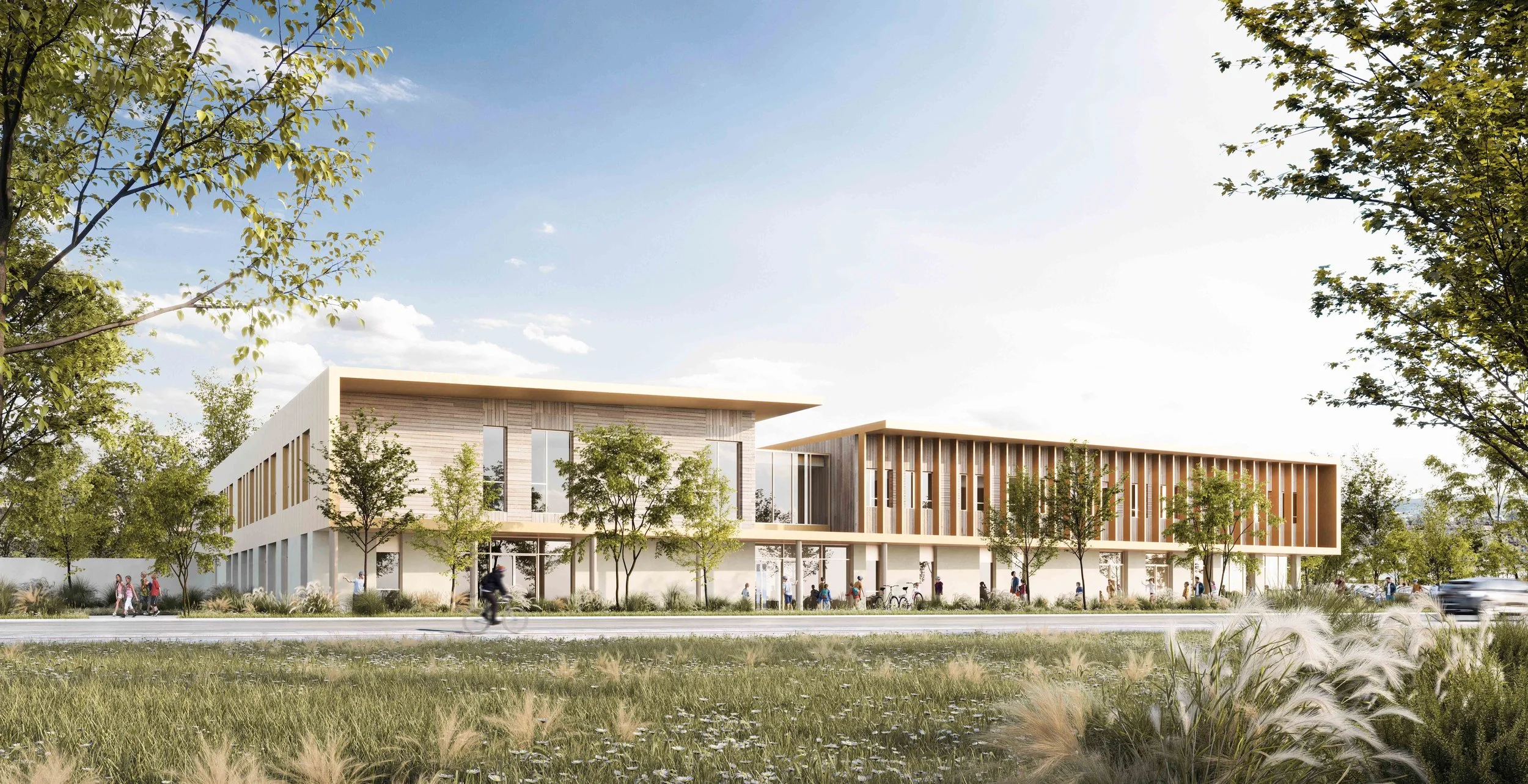 Fotorealistische Architekturvisualisierung einer Schule in Wien