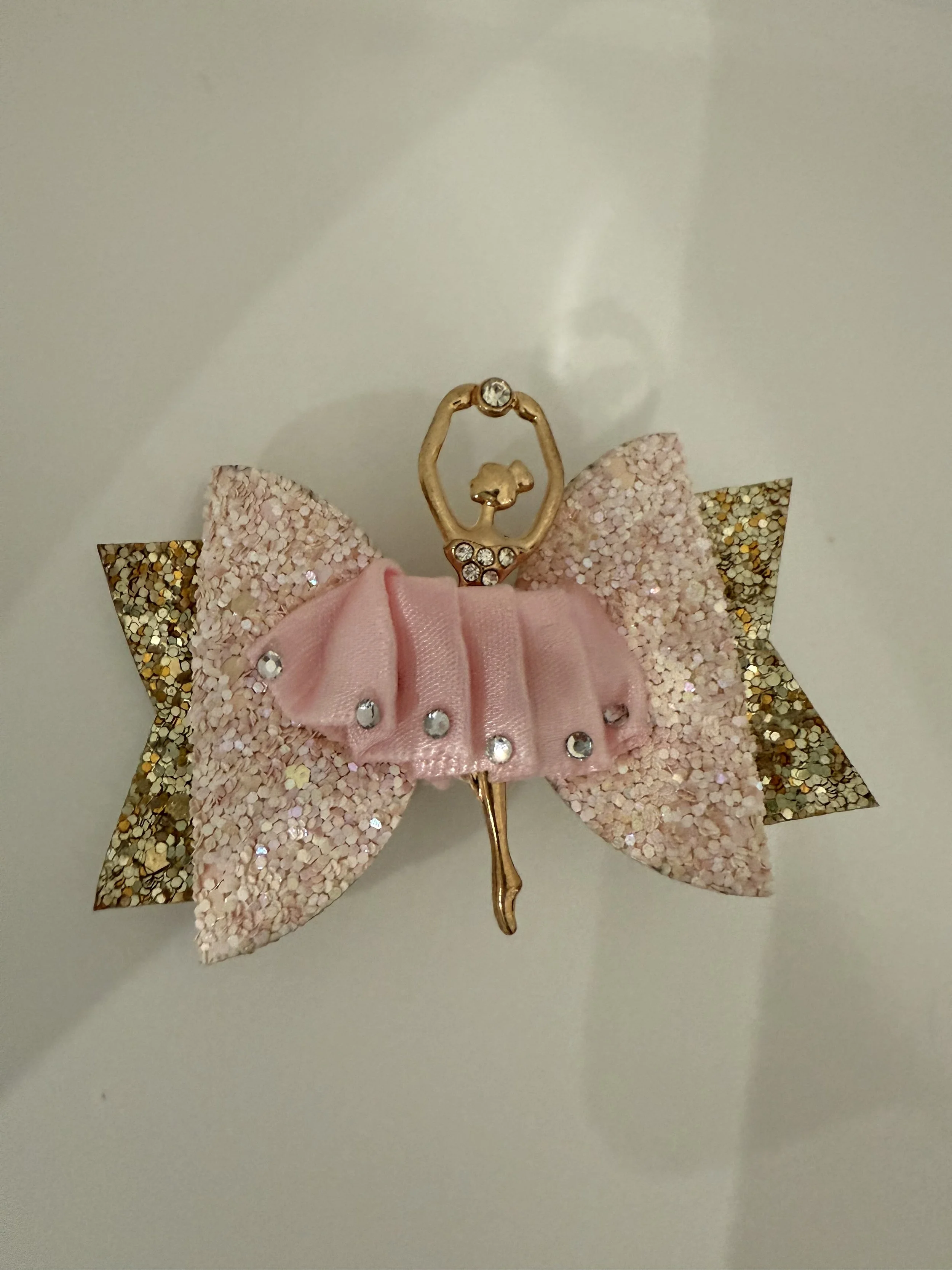 Ballerina Dancer Bow - Pink and Gold
