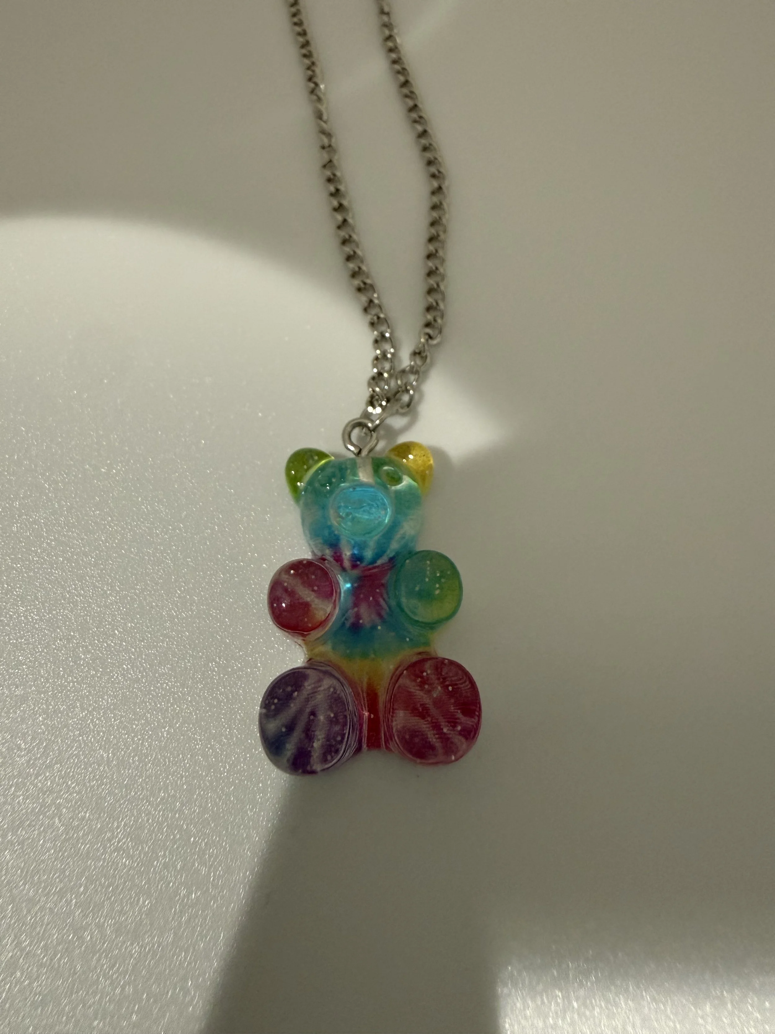 Large multicolored gummy bear charm necklace