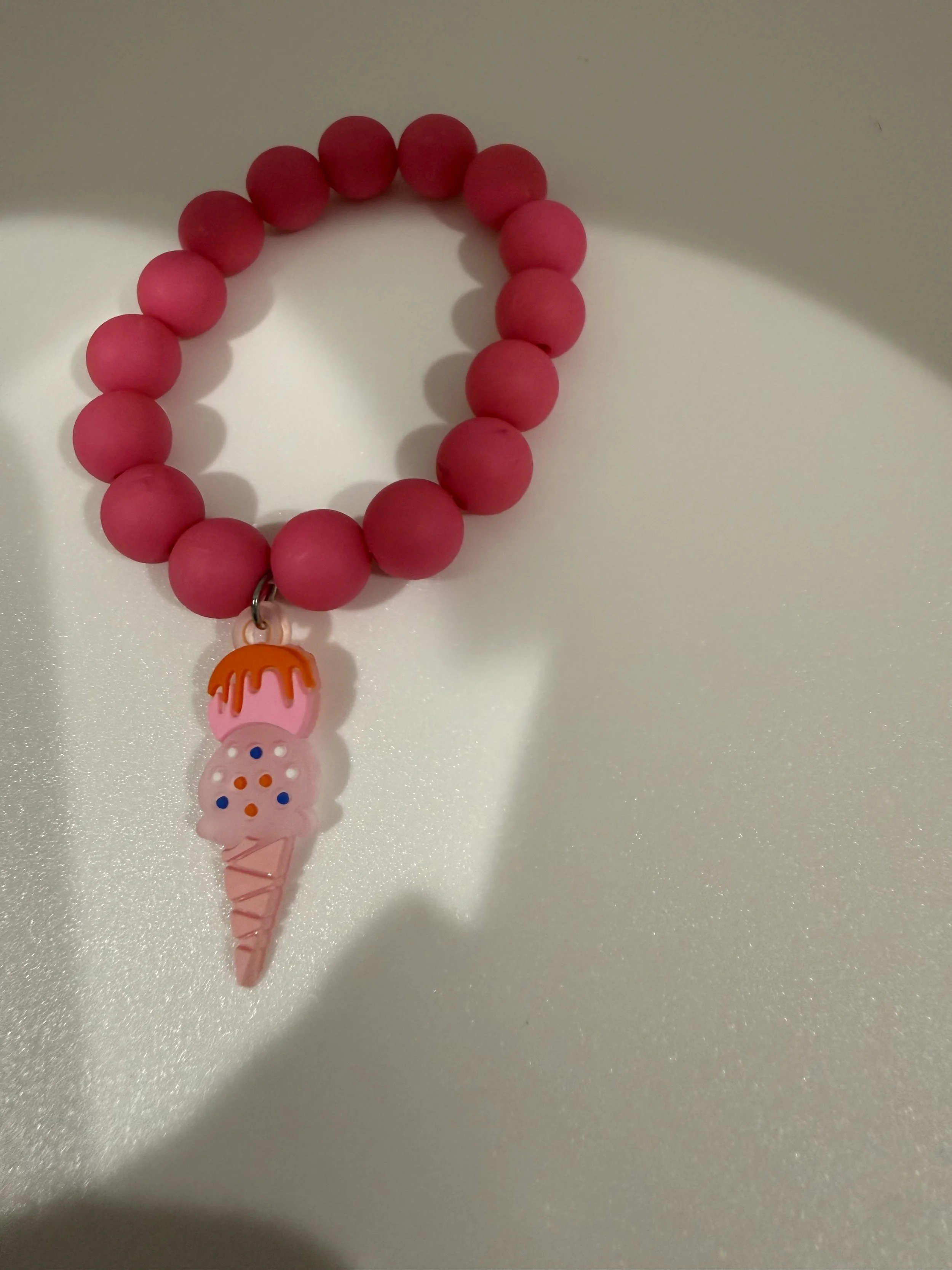 Hot pink ice cream cone charm bracelet