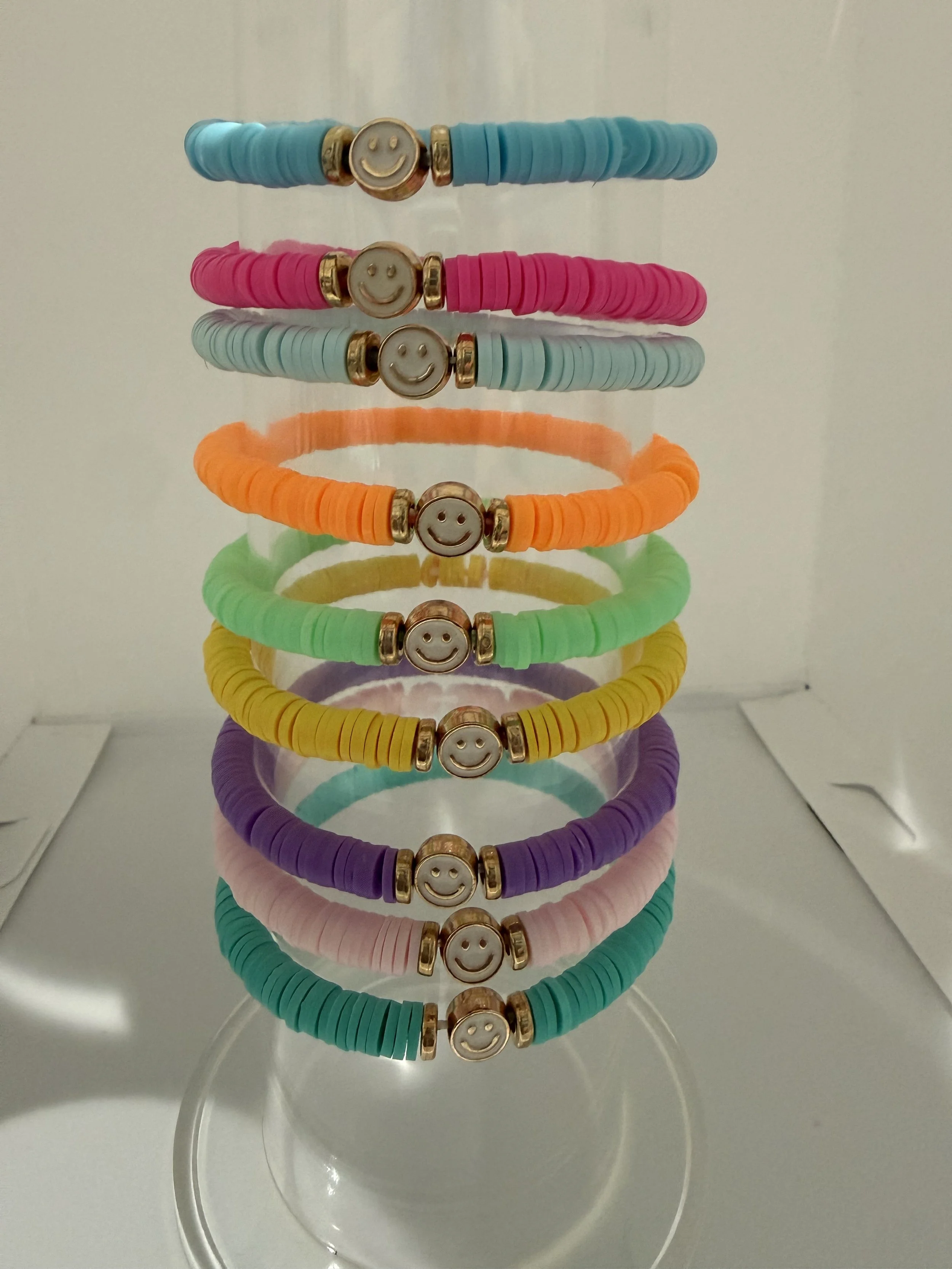 Set of 9 smiley face bracelets
