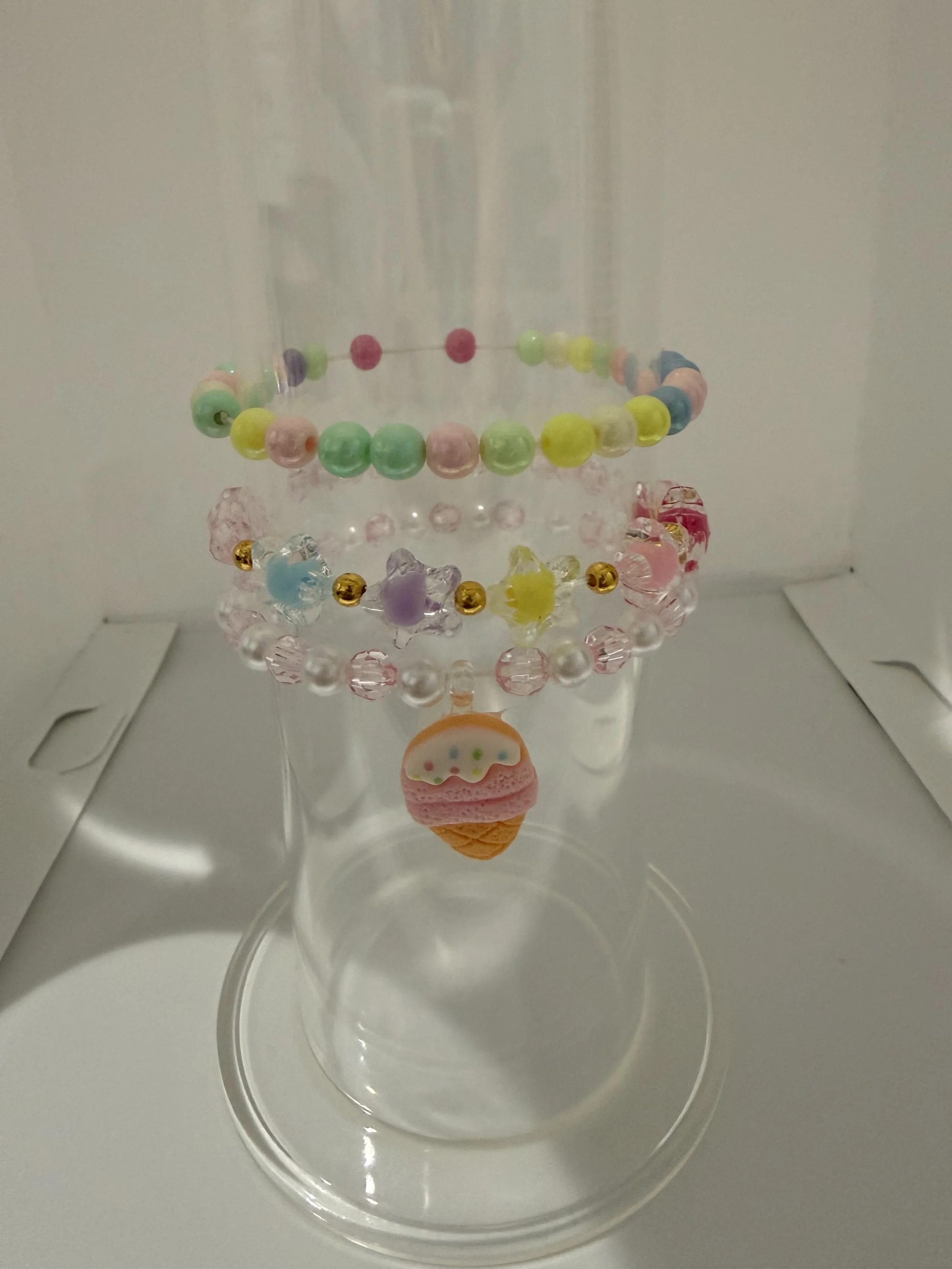 Set of bracelets with ice cream cone charm bracelet