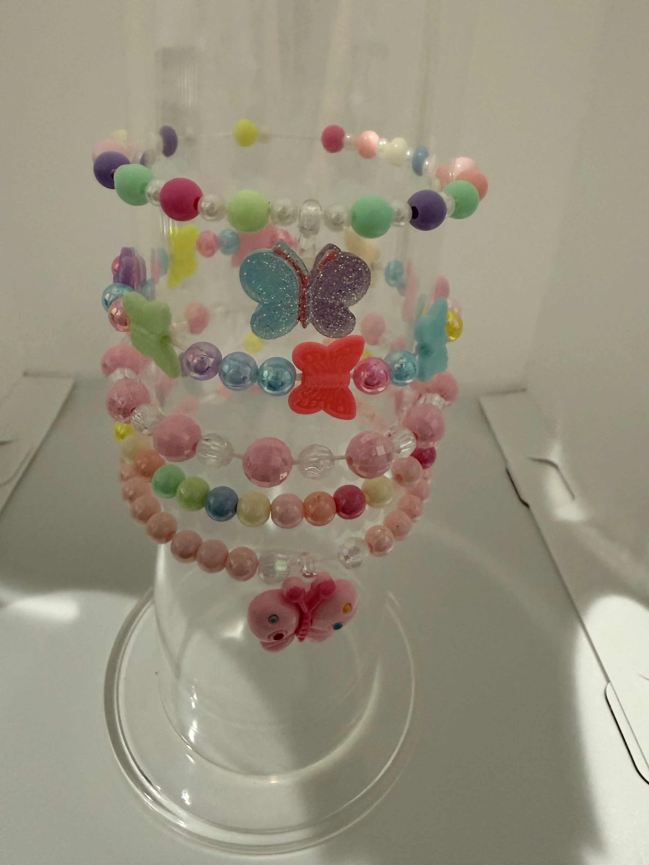 Set of multicolored butterfly bracelets