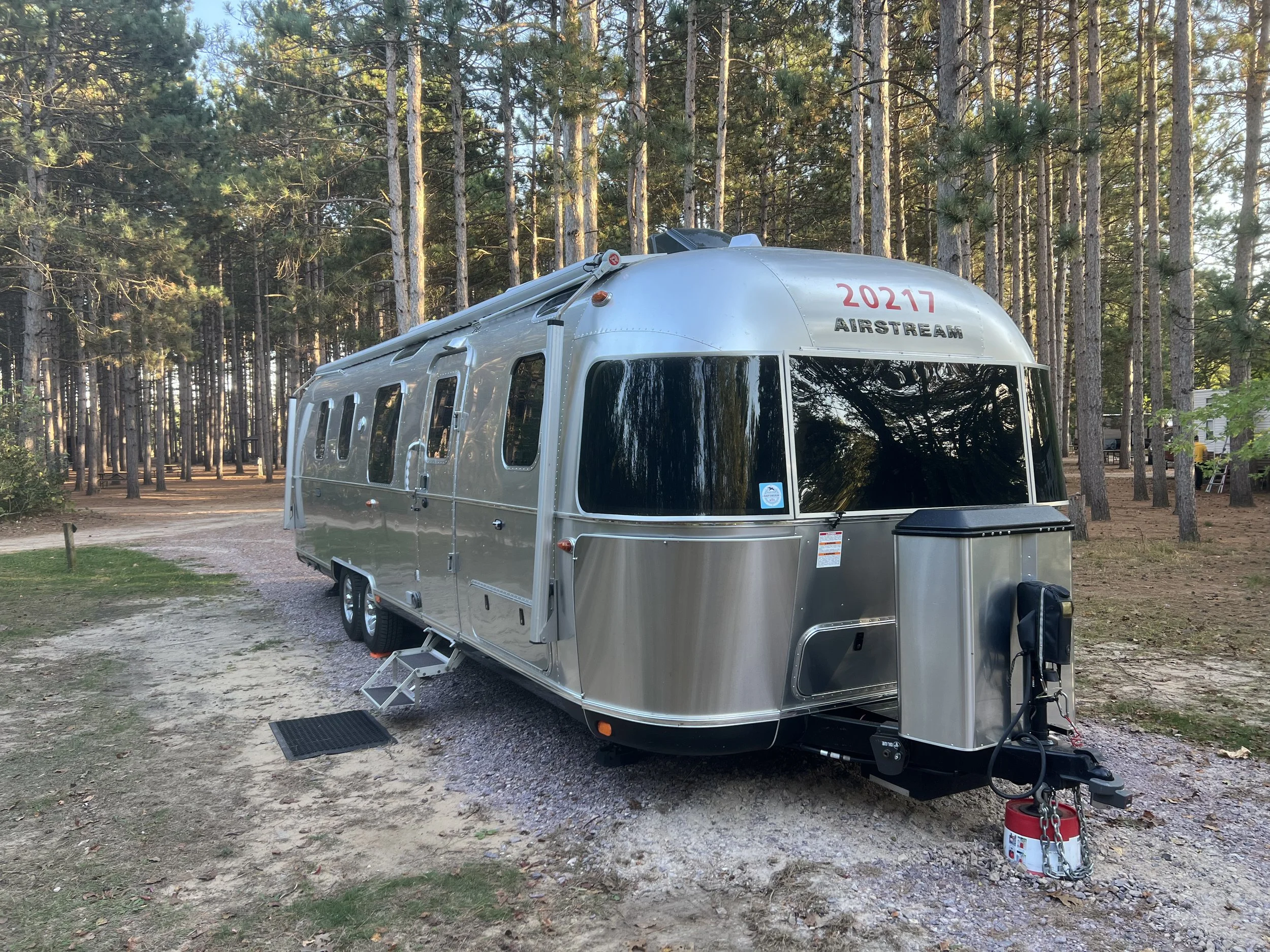 airstream camper on large campsite