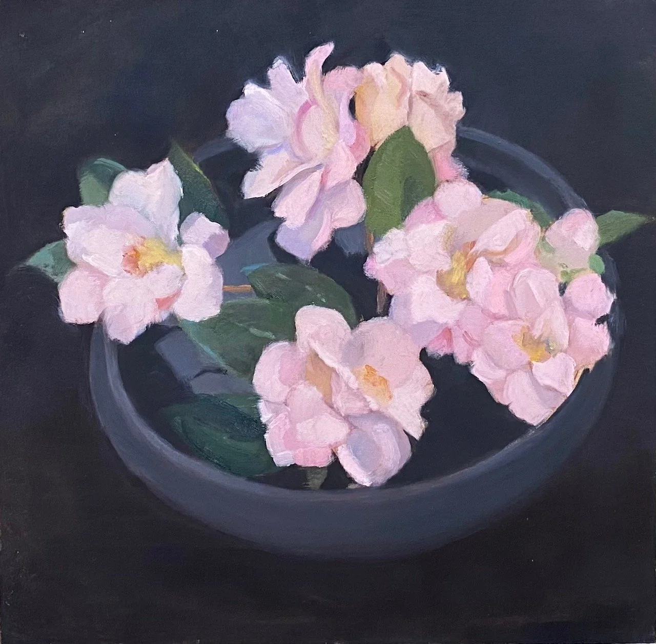 Pink On Black (Camellias)