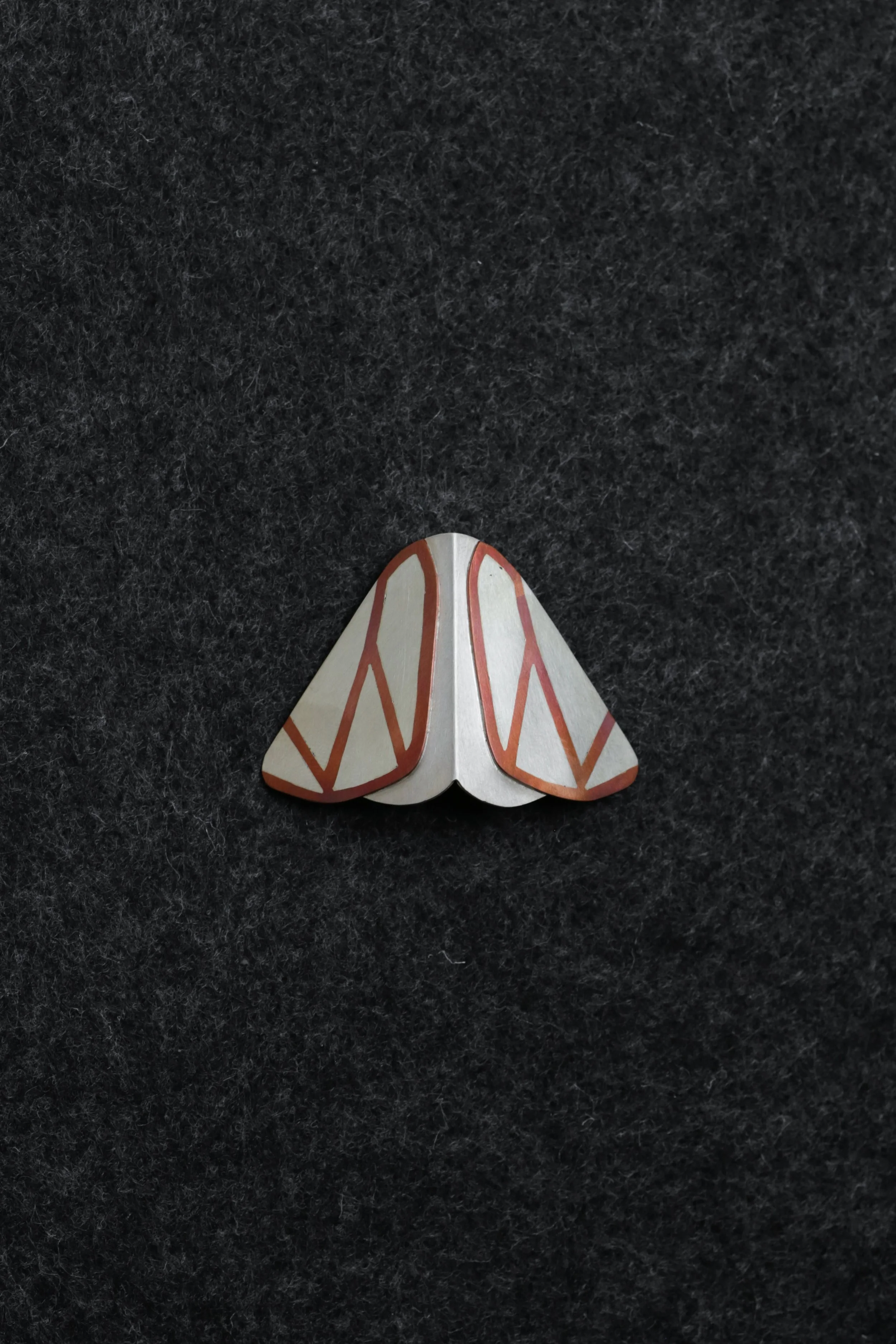 Angled Satin Moth Brooch by Jasper Goldney