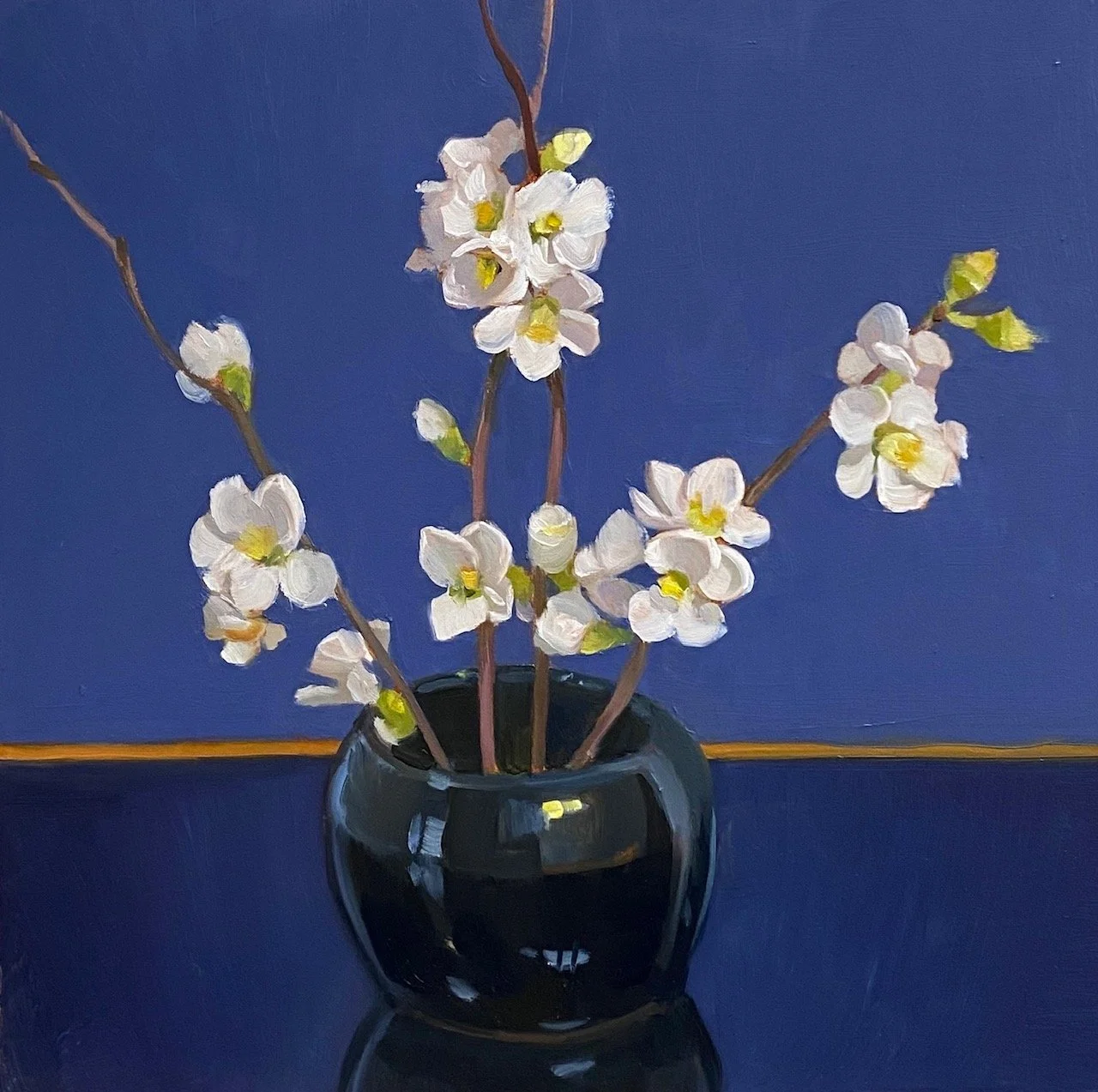 White and Yellow on Blue (Japonica)