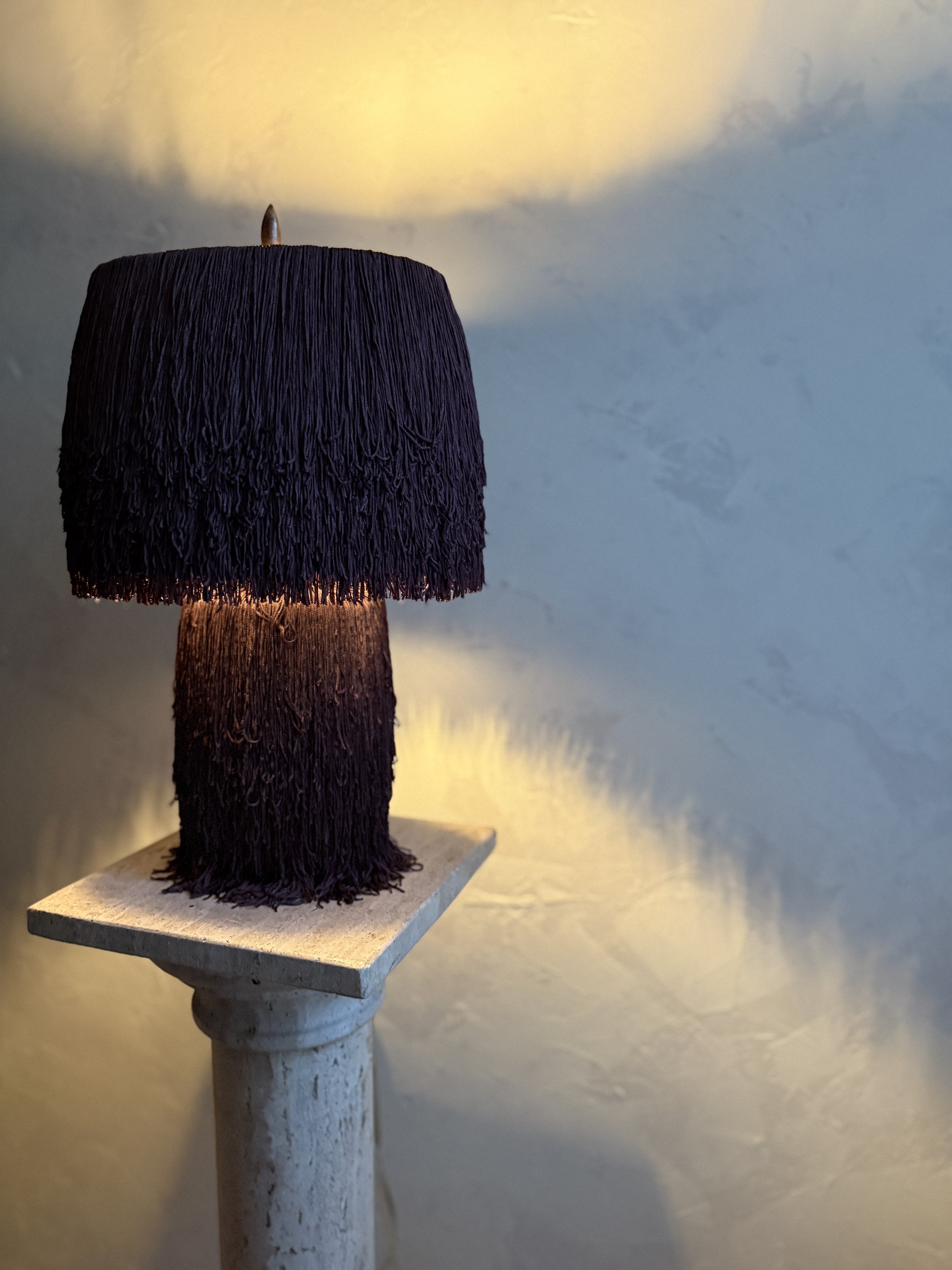 Bordeaux Noir Fringe Spill Table Lamp by Amber Renee Hansen