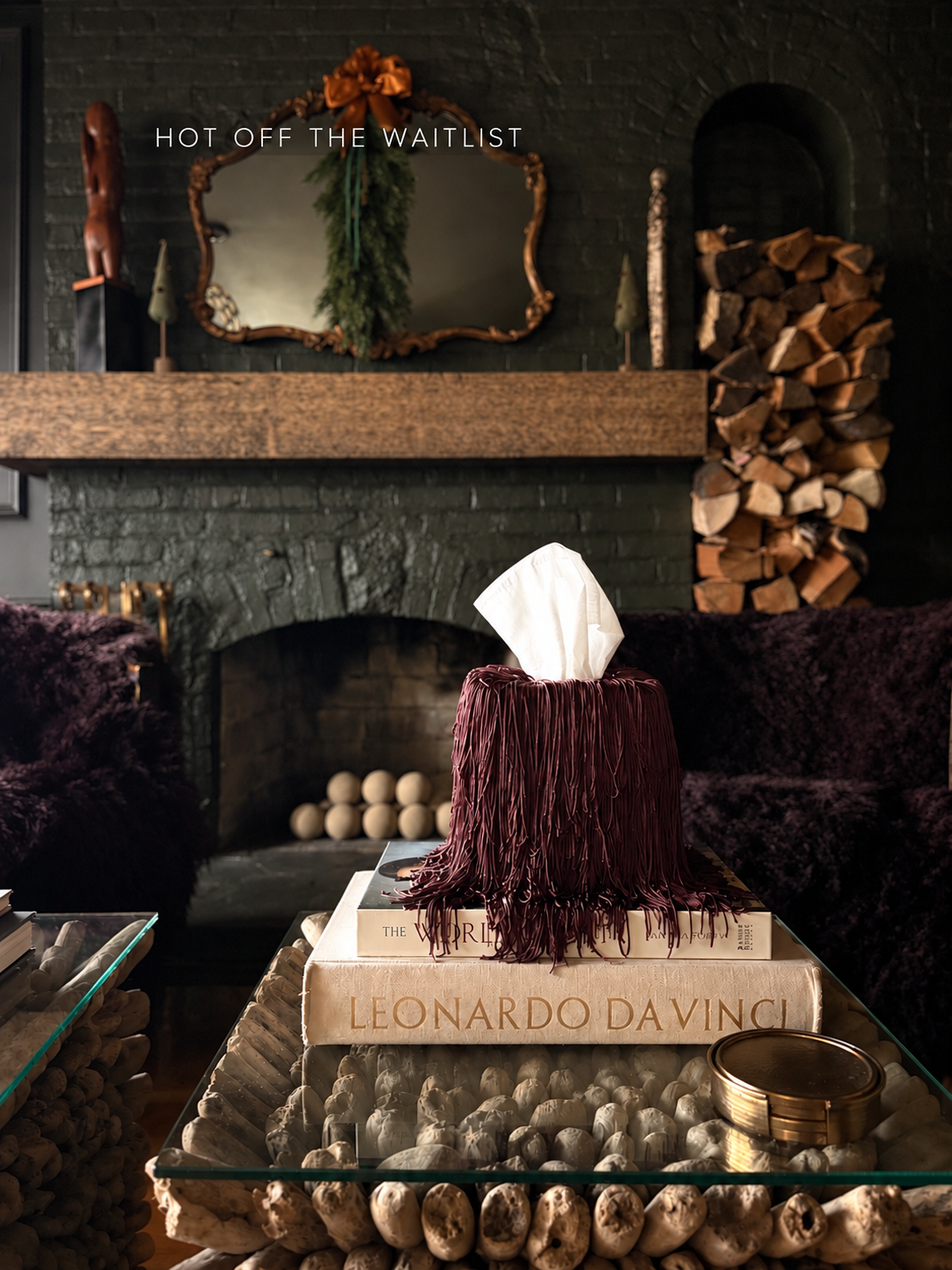 Bordeaux Noir Fringe Tissue Box Cover Spill Edit