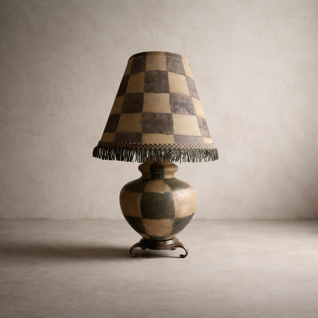 Check Lamp with Brass Scroll Detail