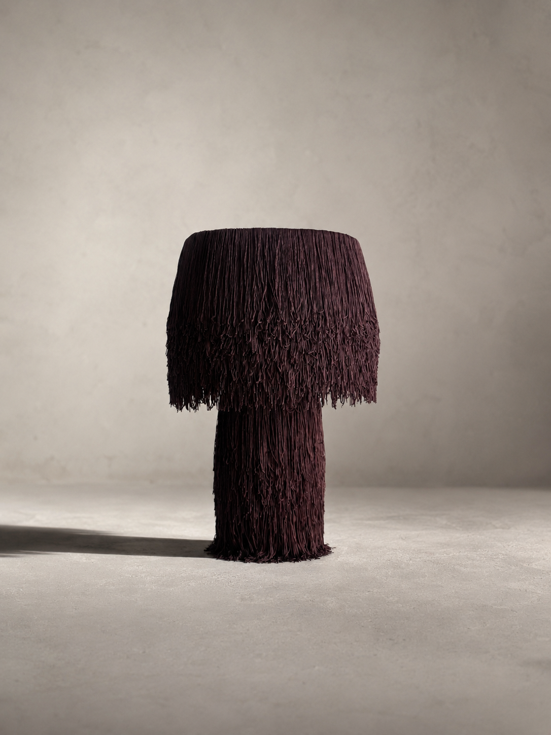 Bordeaux Noir Fringe Lamp by Amber Renee Hansen.