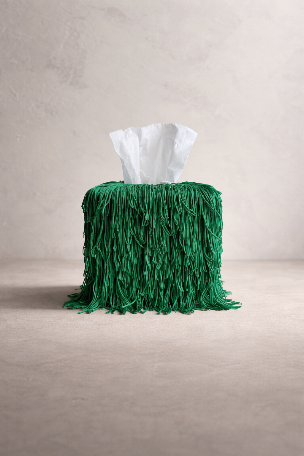 Studio Green Fringe Tissue Box Cover Spill Edit
