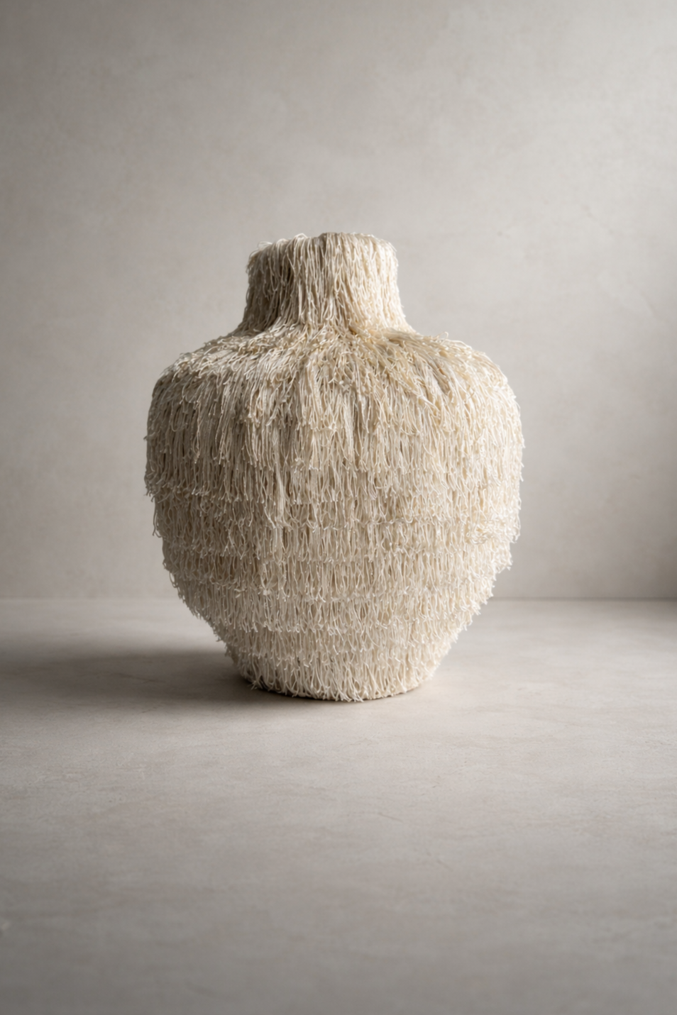 Datum Vessel in all cream fringe finish