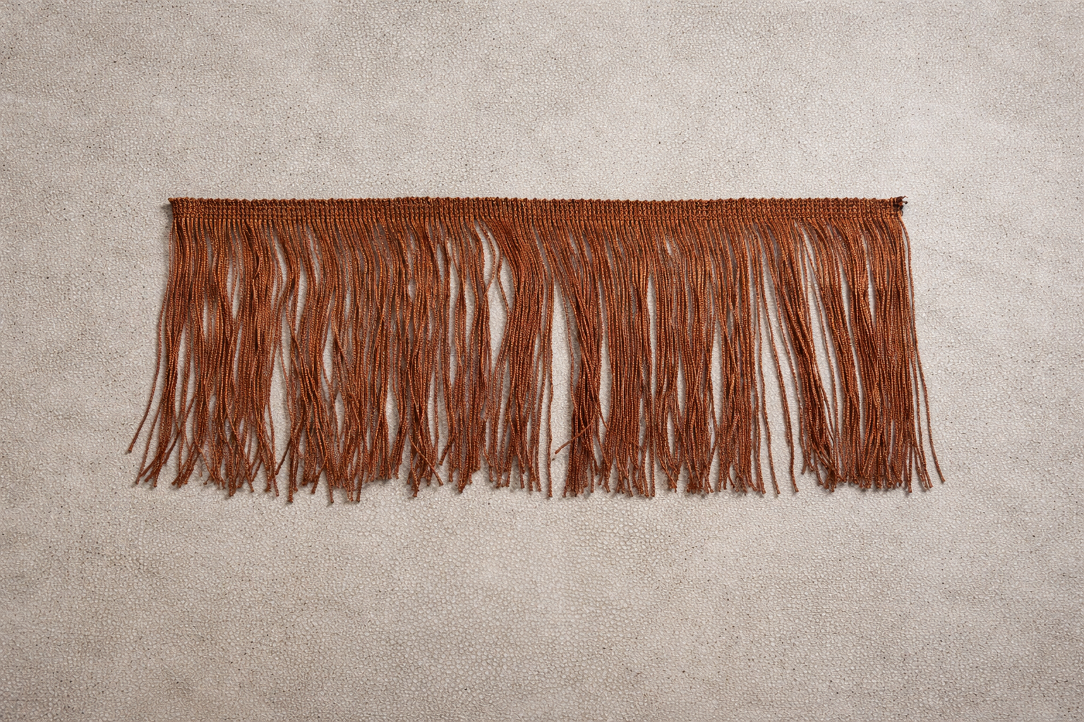 Close up of Cayenne Fringe for Fringe Tissue Box Cover By Amber Renee Hansen