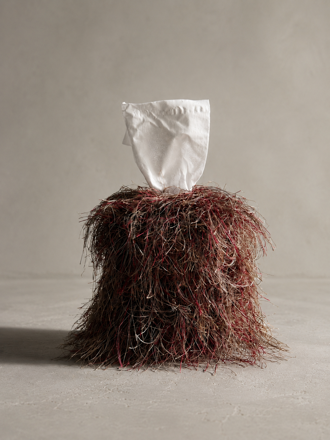 Driftwood & Merlot Eyelash Fringe Tissue Box Cover