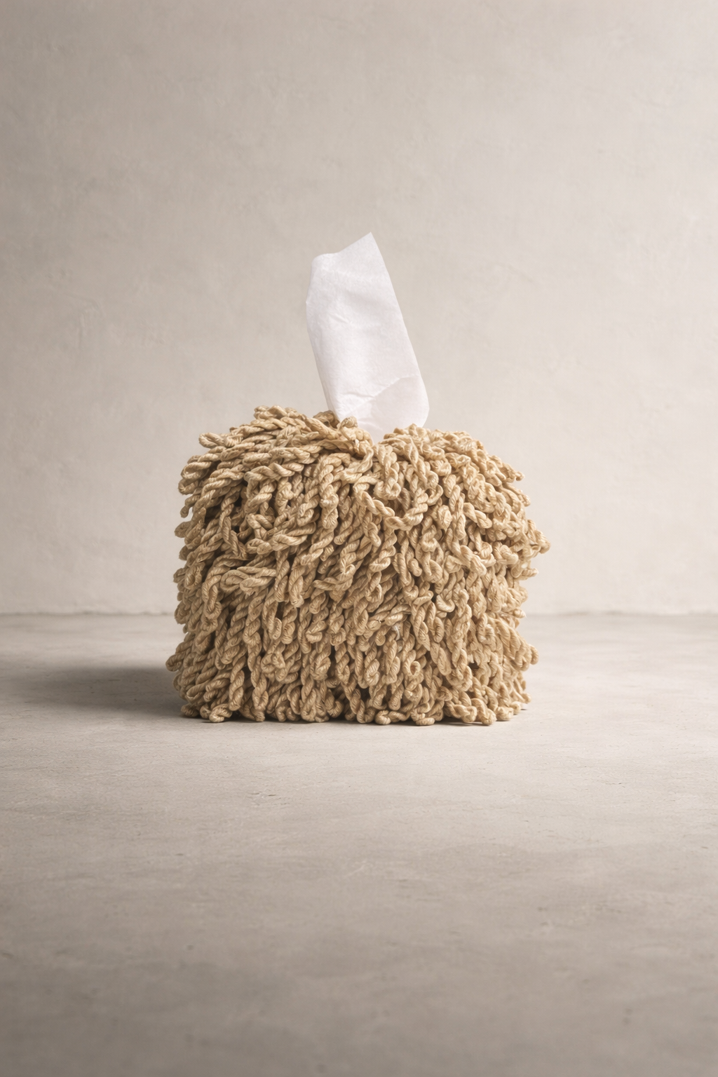 Wild Khaki Fringe Tissue Box Cover