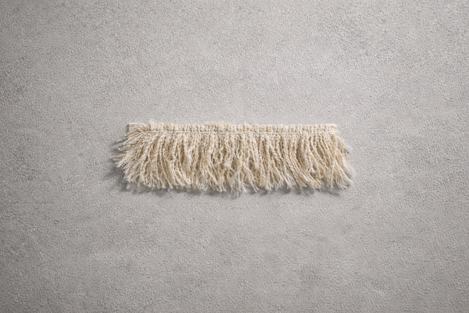 Close up of Feathered Oat Milk fringe for Fringe Tissue Box Cover