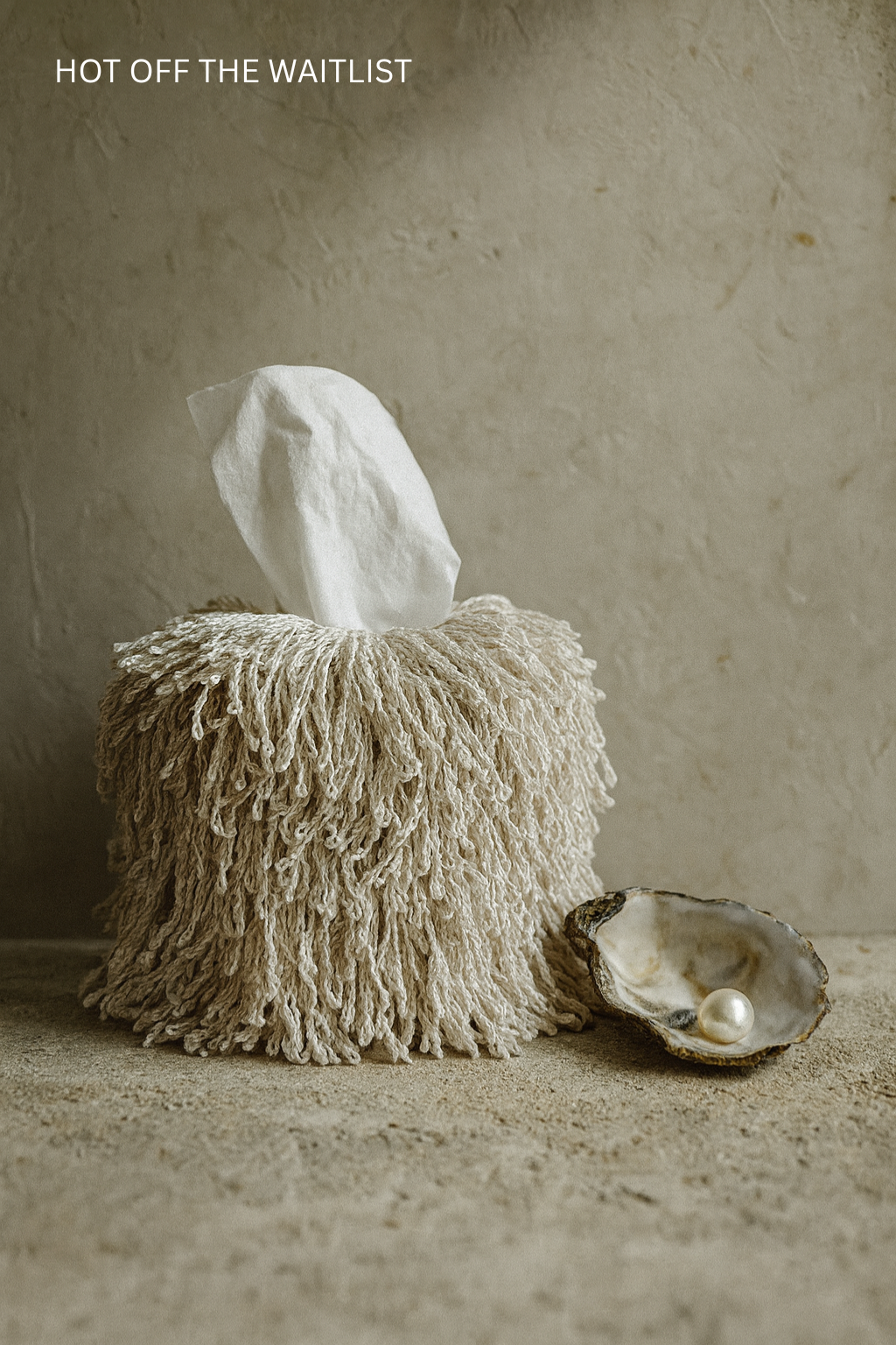 Pearled Cream Fringe Tissue Box Cover