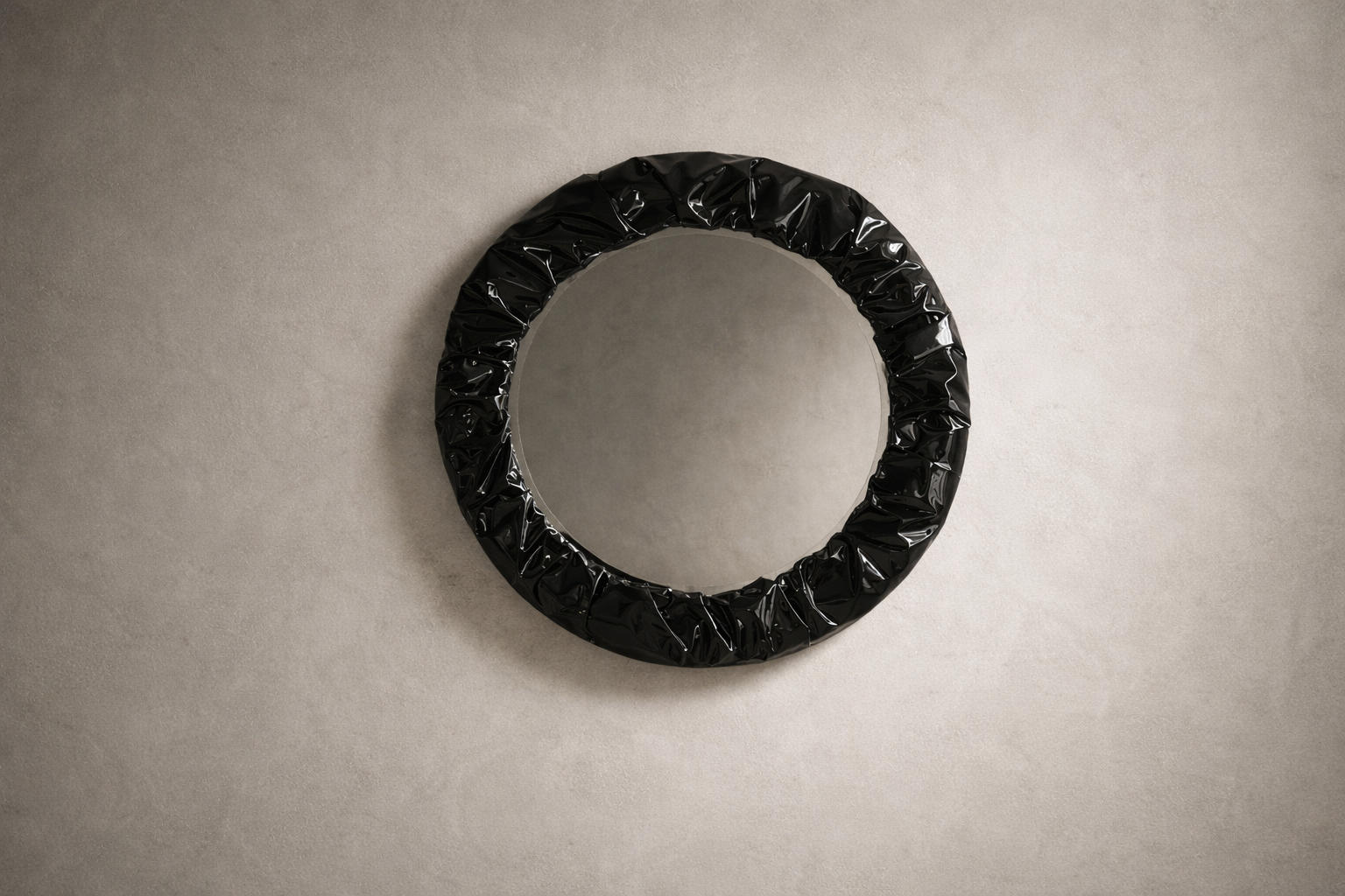 Ripple Effect High Gloss Mirror by Amber Renee Hansen — 32” high gloss black mirror with rippled frame