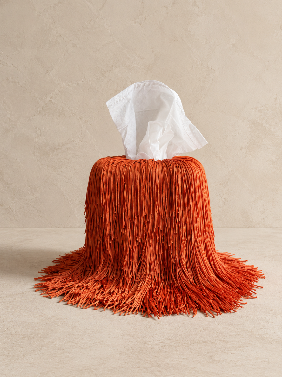 Oxide Orange Fringe Tissue Box Cover Spill Edit