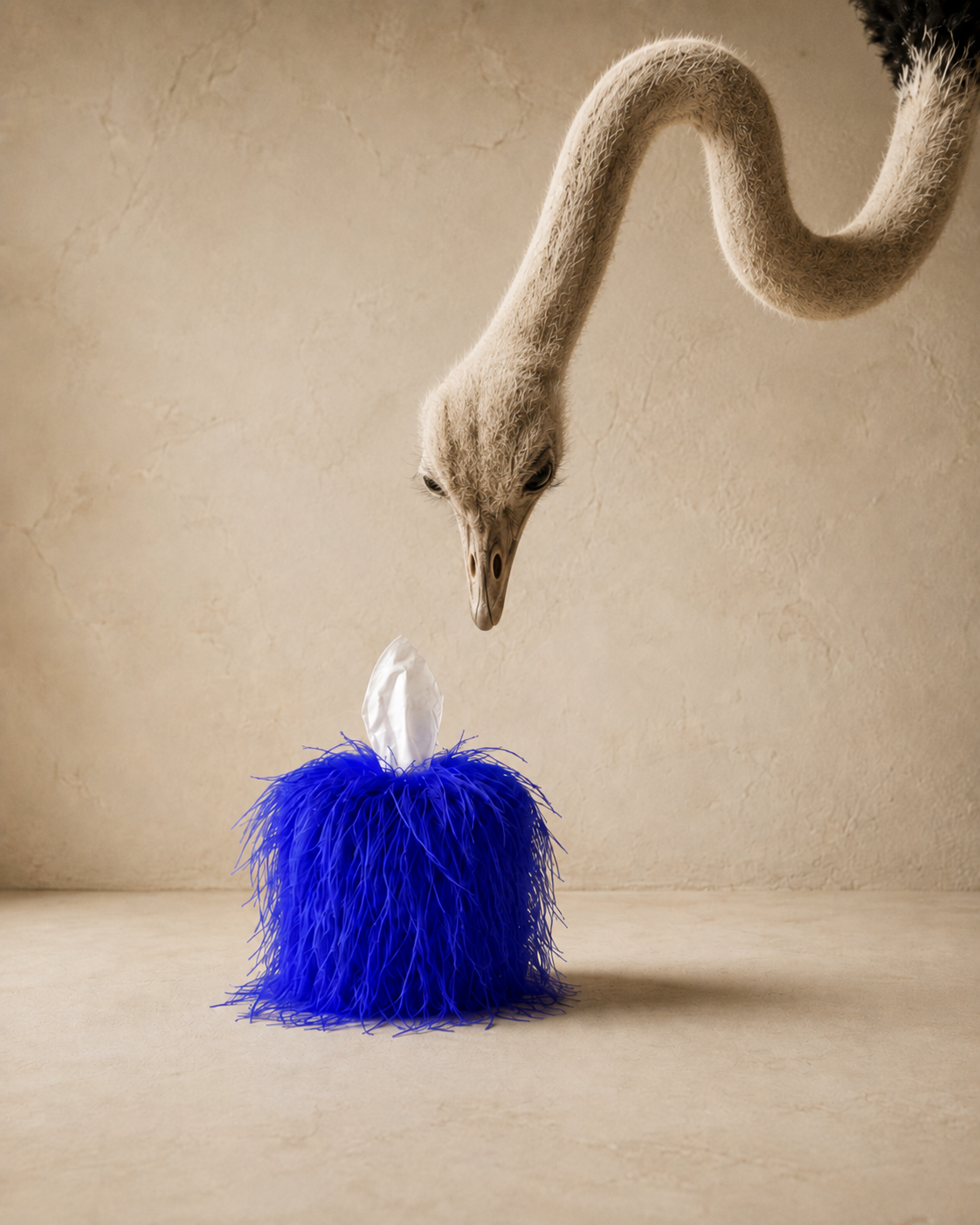 Ultramarine Ostrich Tissue Box Cover