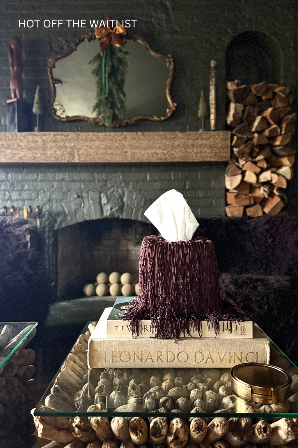 Bordeaux Noir Fringe Tissue Box Cover Spill Edit
