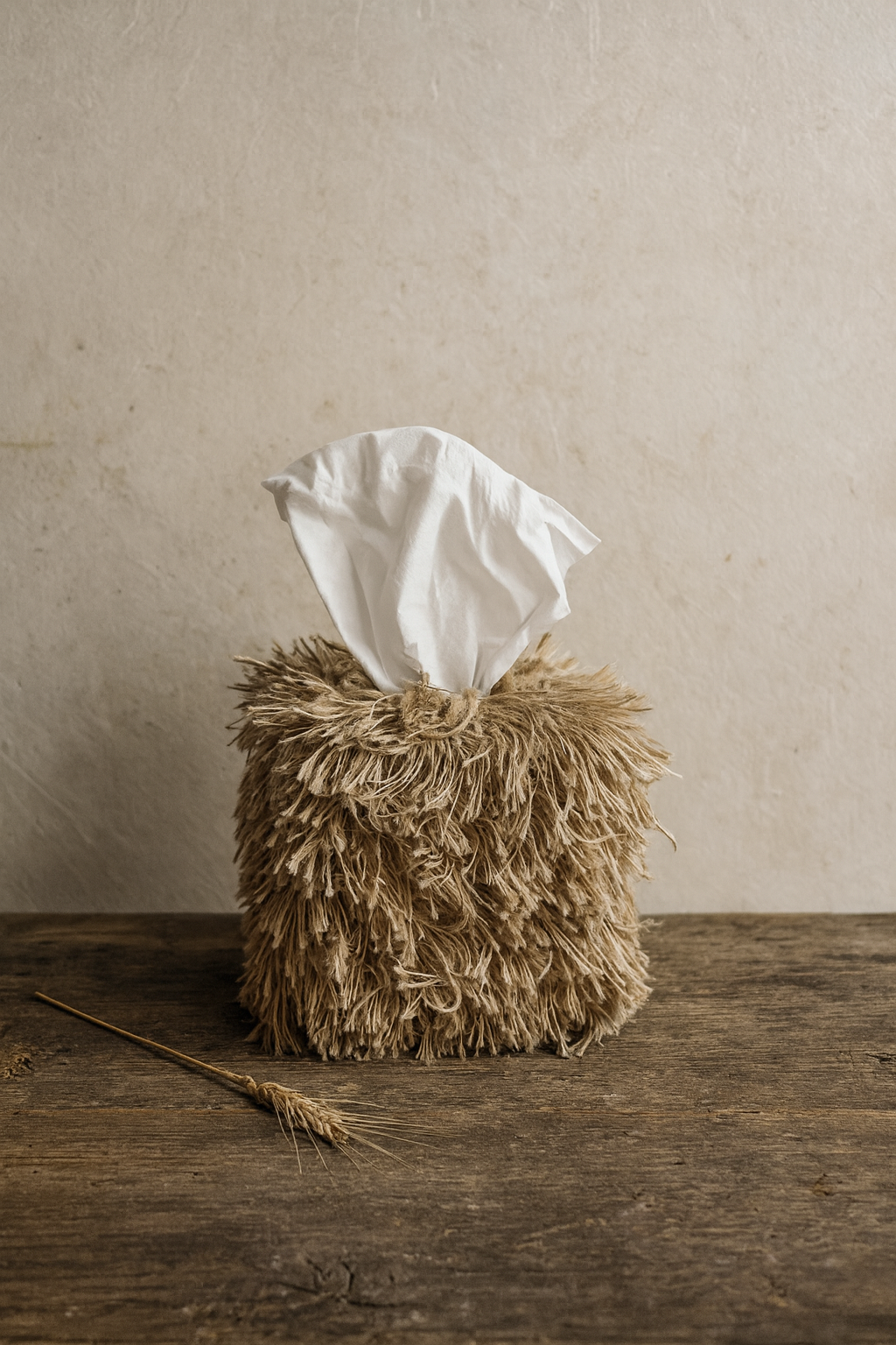 Fringe Tissue Box Cover Windblown Wheat Amber Renee Hansen