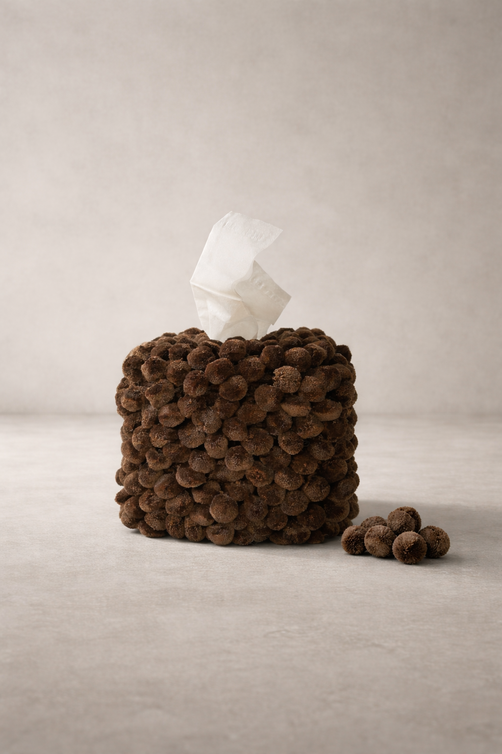 Cocoa Pom Tissue Box Cover