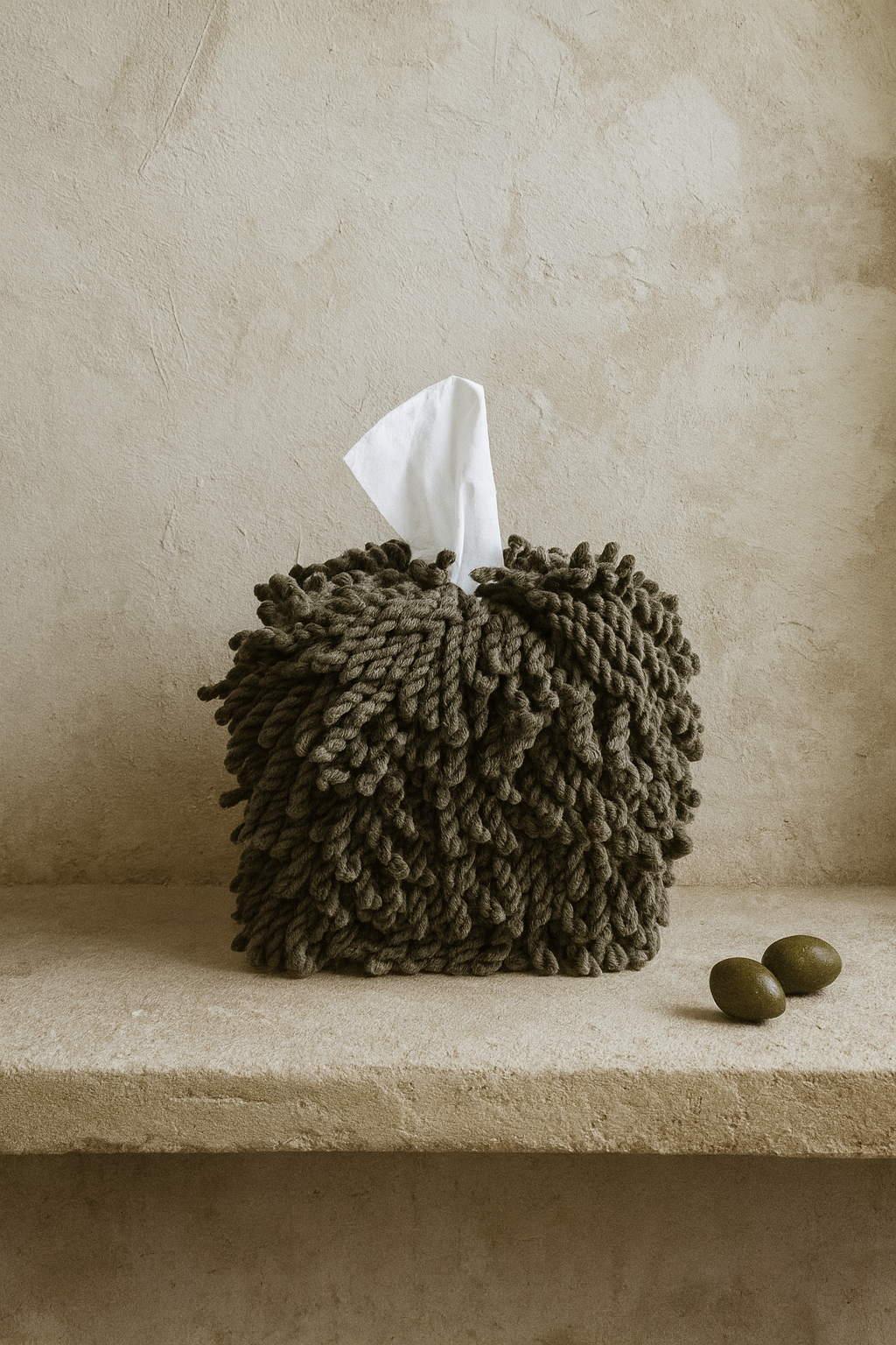 Wild Olive Fringe Tissue Box Cover