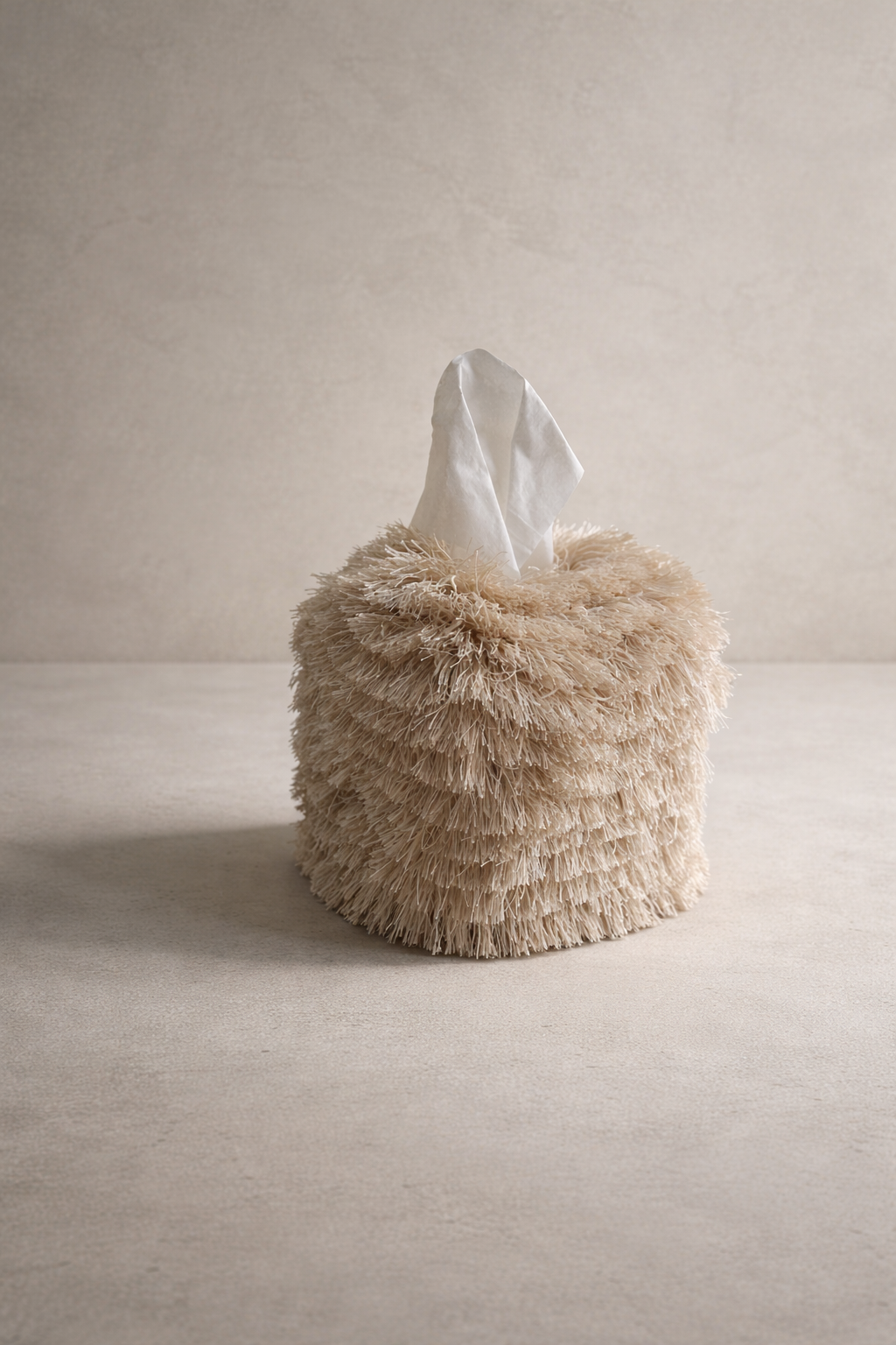 Weathered Bone Fringe Tissue Box Cover