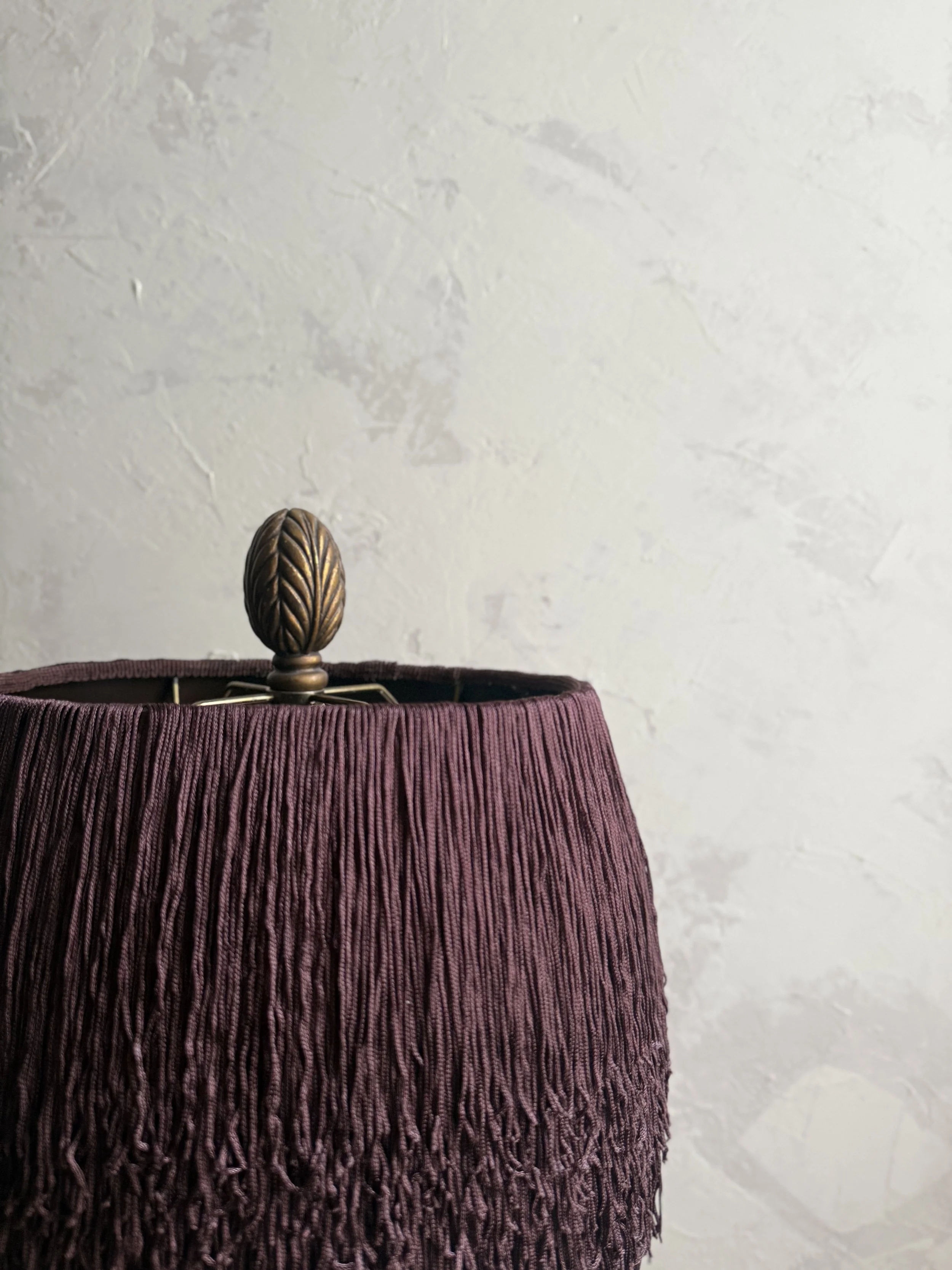 Bordeaux Noir Fringe Spill Table Lamp with Oval finial