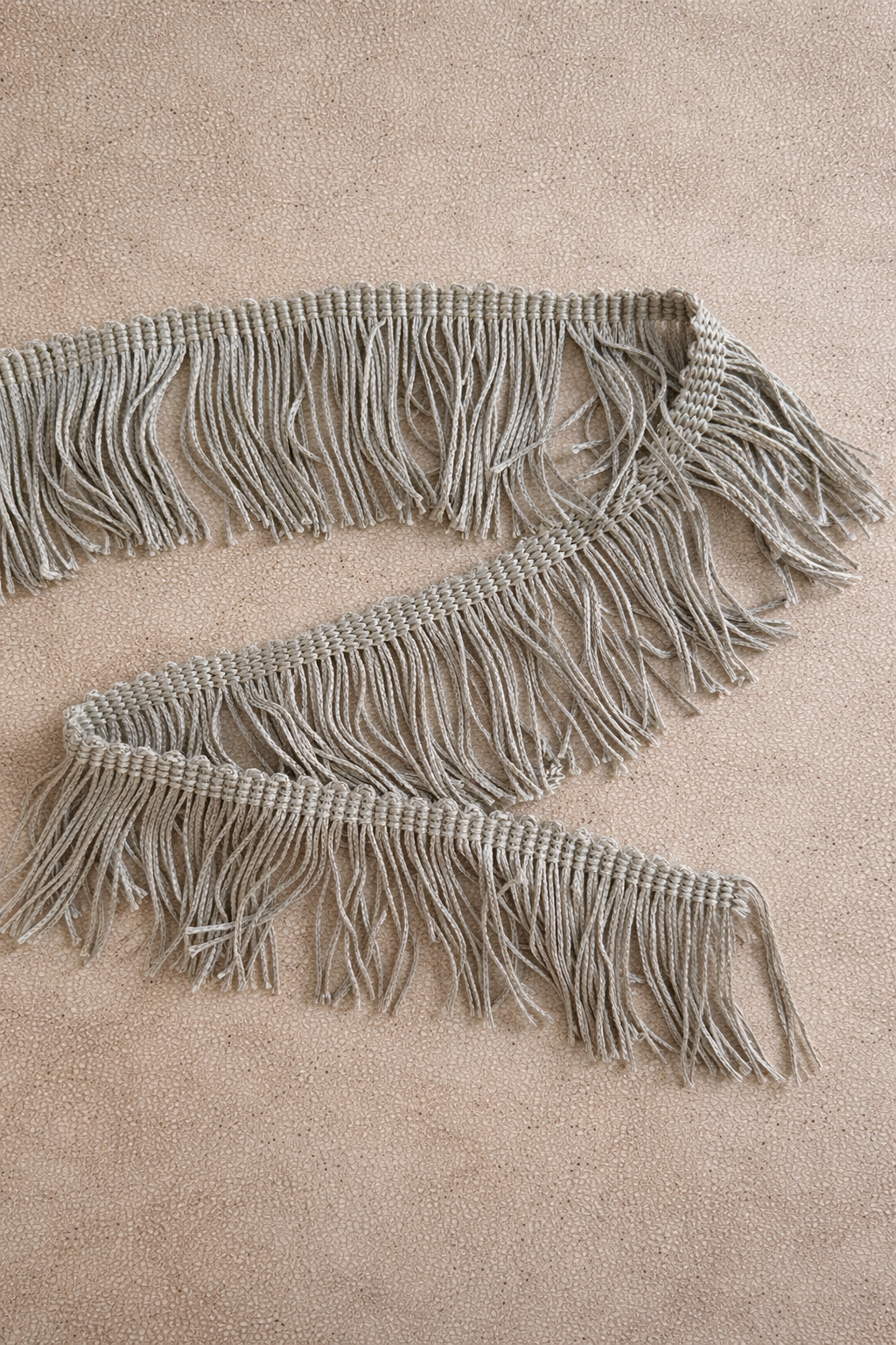 Close up detail shot of stonewash fringe for tissue box cover by Amber Renee Hansen