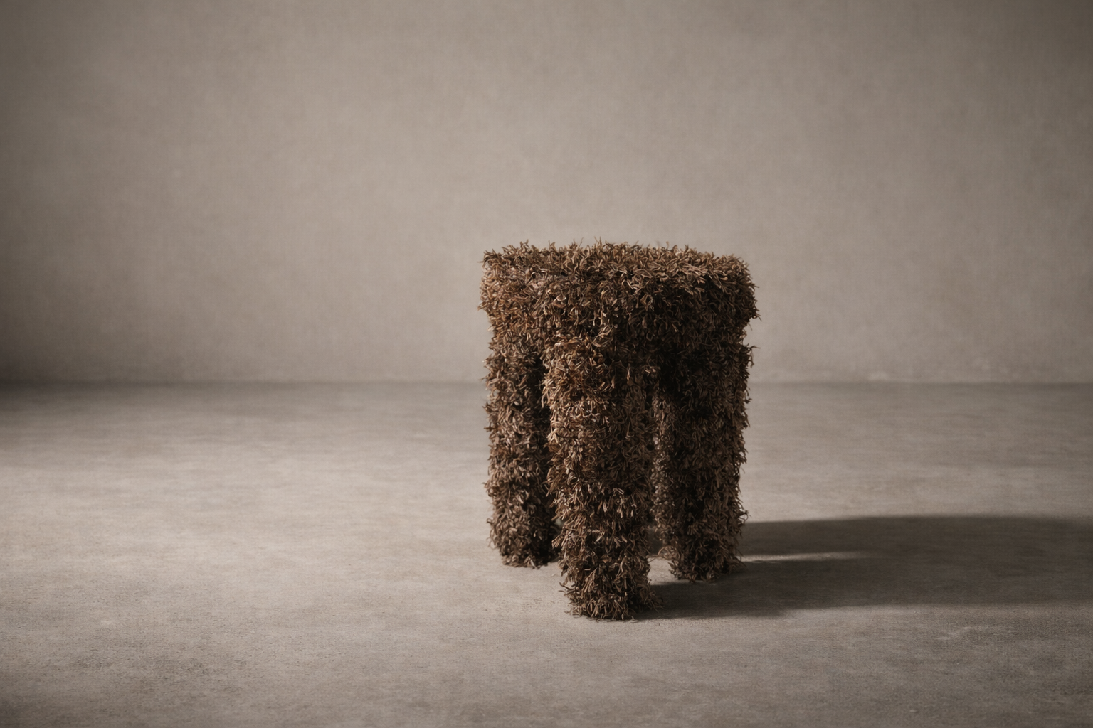 Teddy Side Table — fringe-wrapped sculptural side table designed by Amber Renee Hansen