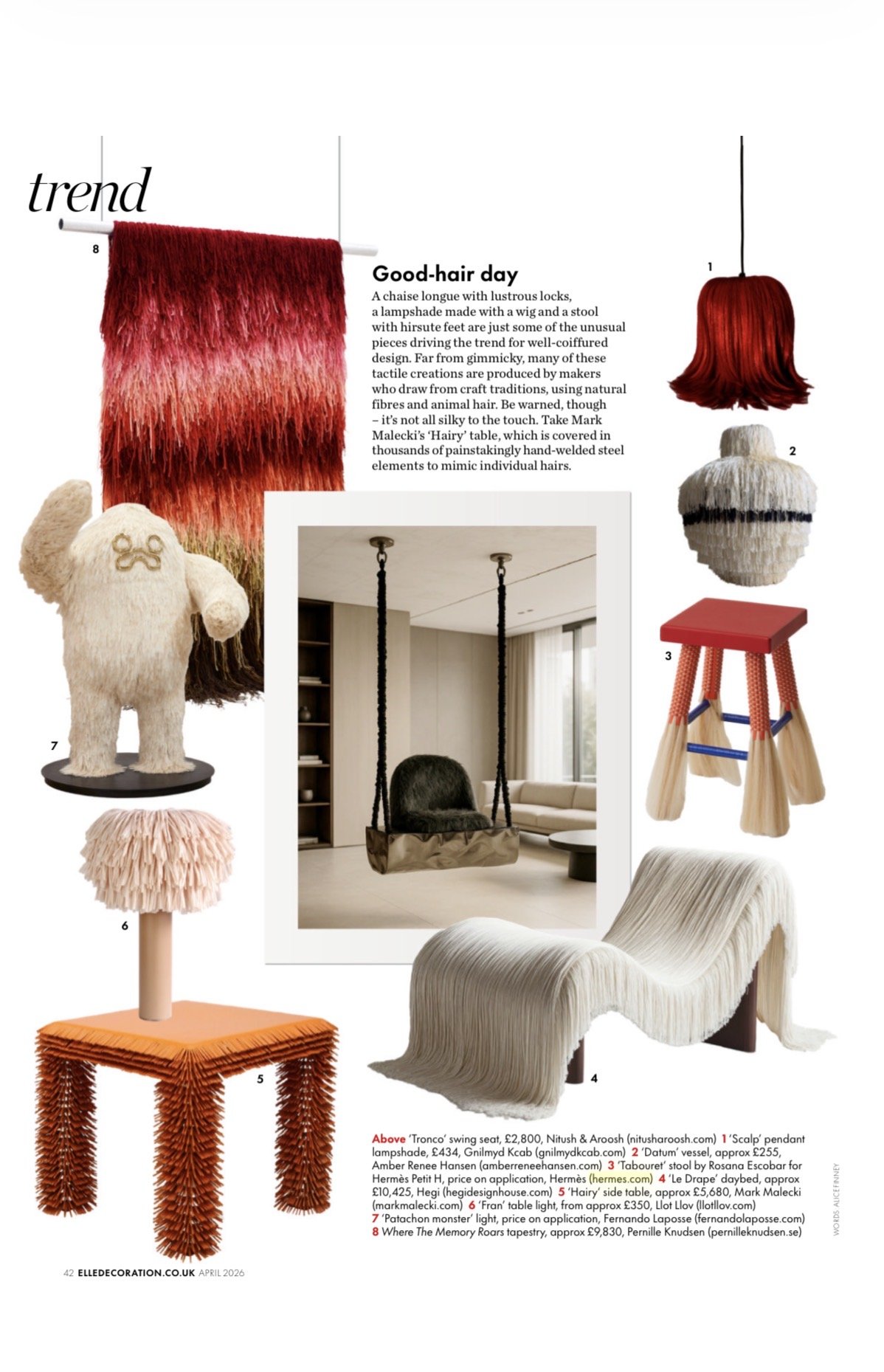 Datum Fringe Vessel featured in ELLE magazine, cream finish with ink band option.