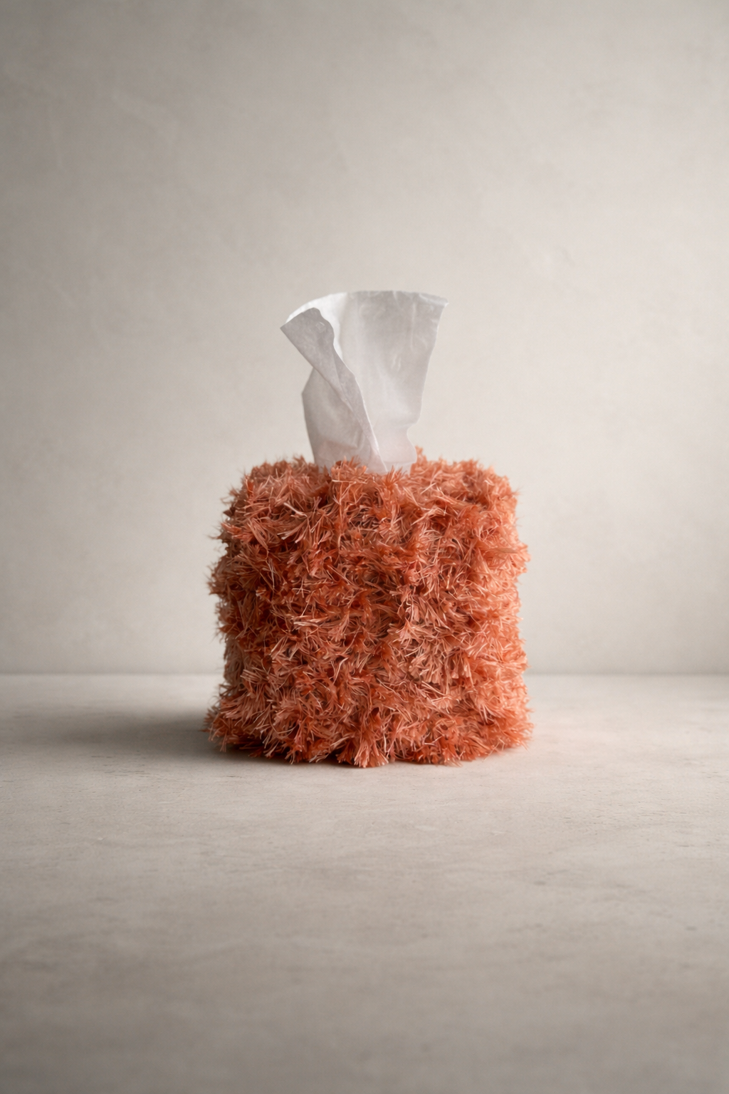 Guava Teddy Fringe Tissue Box Cover