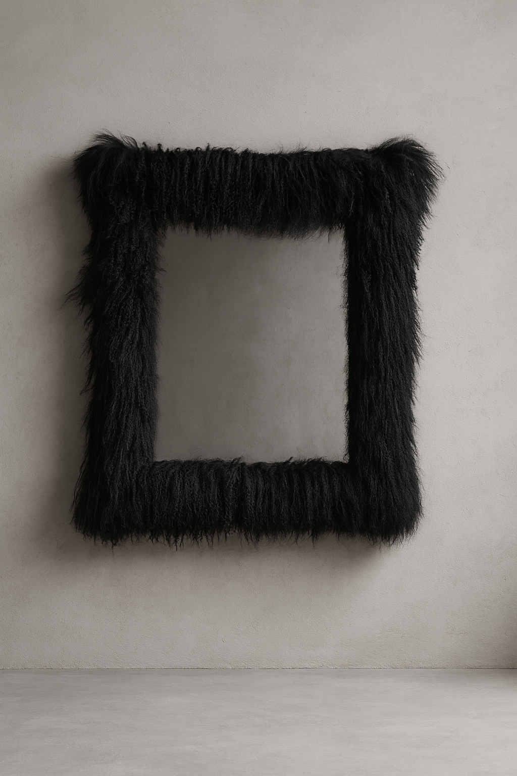 Black Axis Mongolian Lamb Sheepskin Mirror
