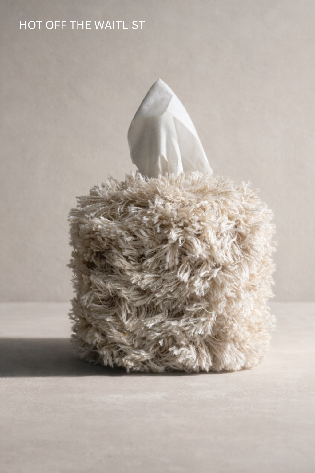 Feathered Oat Milk Fringe Tissue Box Cover