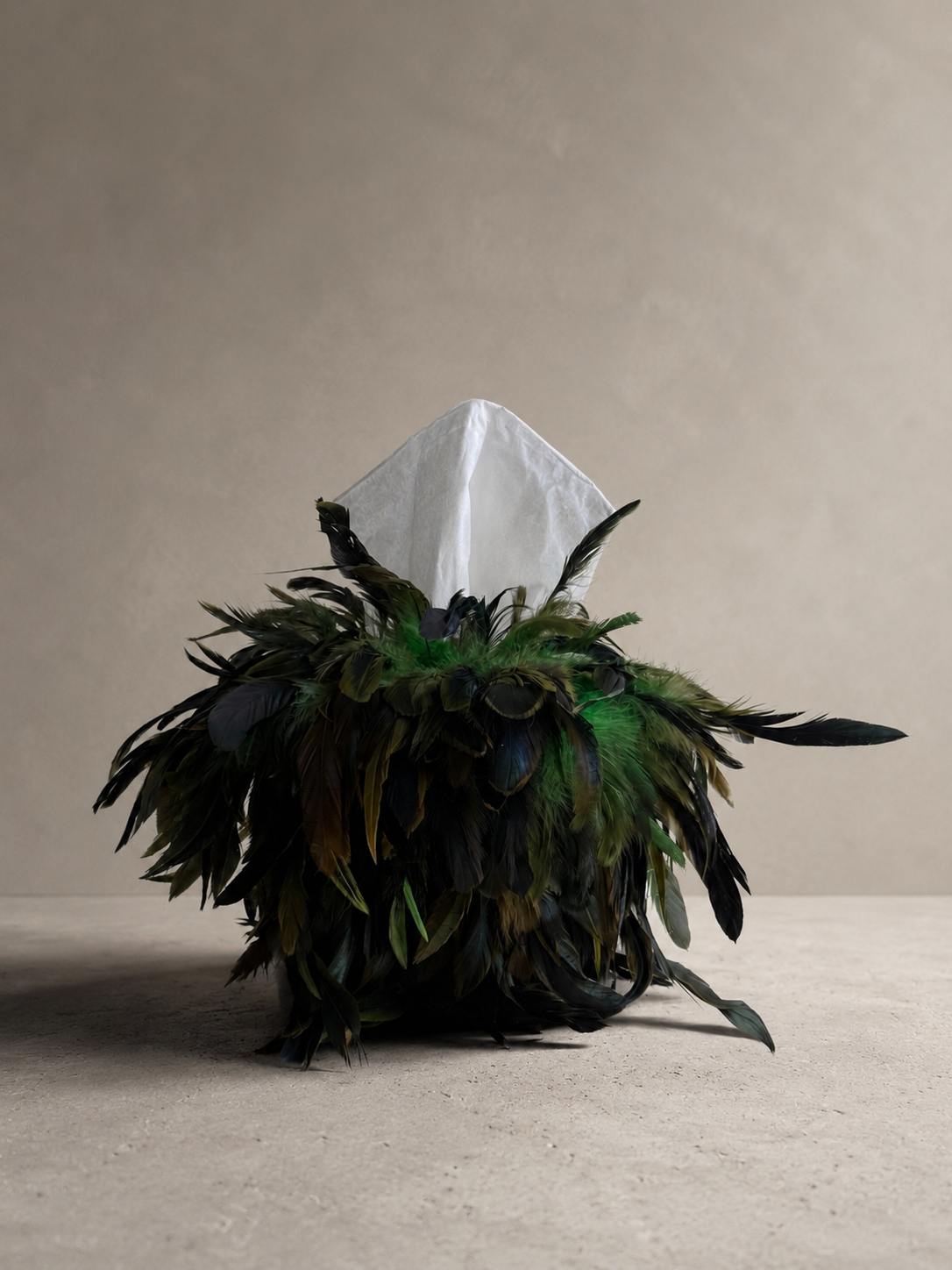 Jungle Noir Feather Tissue Box Cover
