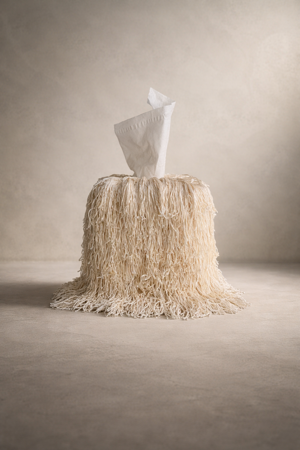 Bone Glaze Fringe Tissue Box Cover