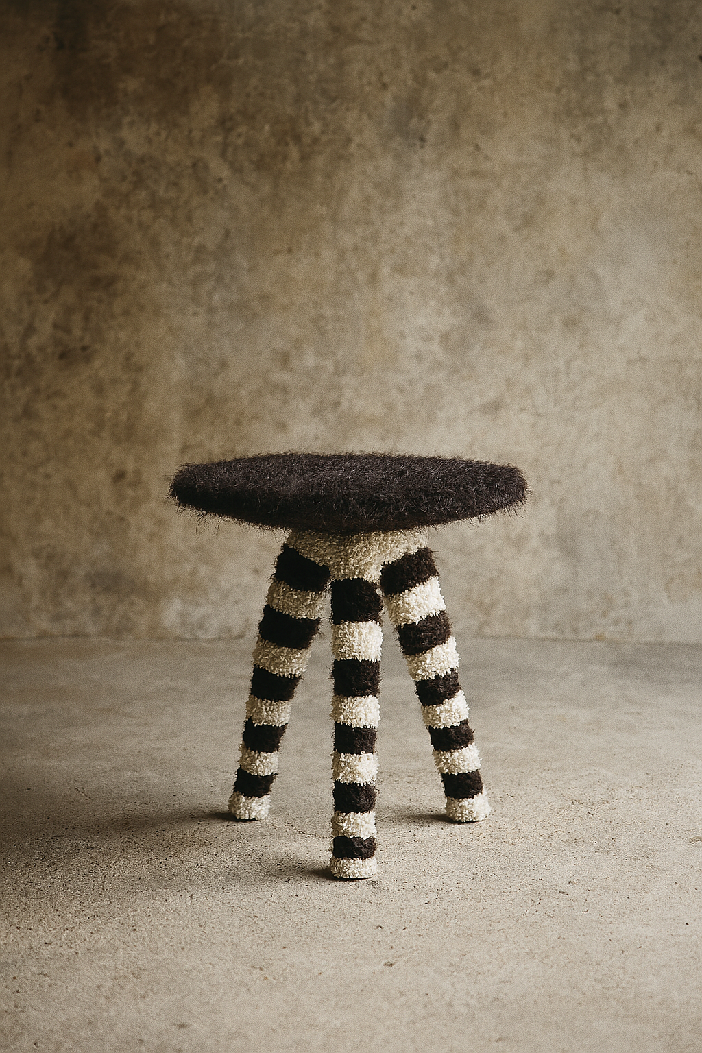 Striped Bouclé Teddy Side Table