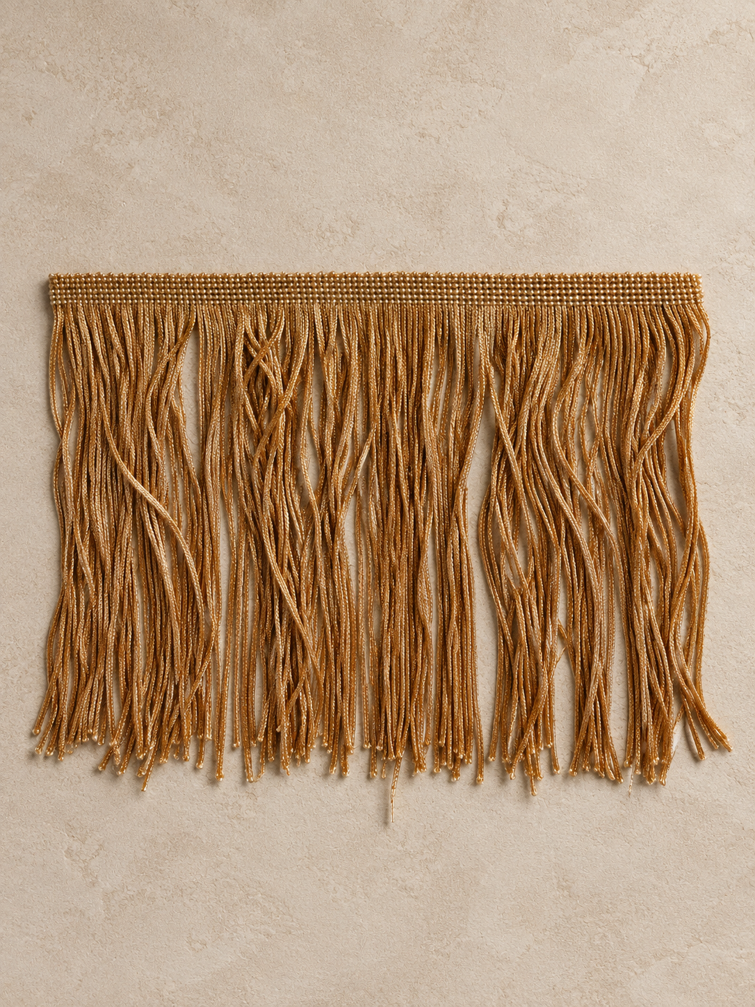 Golden amber fringe tissue box cover, spill edit design, collectible handcrafted interior accent.