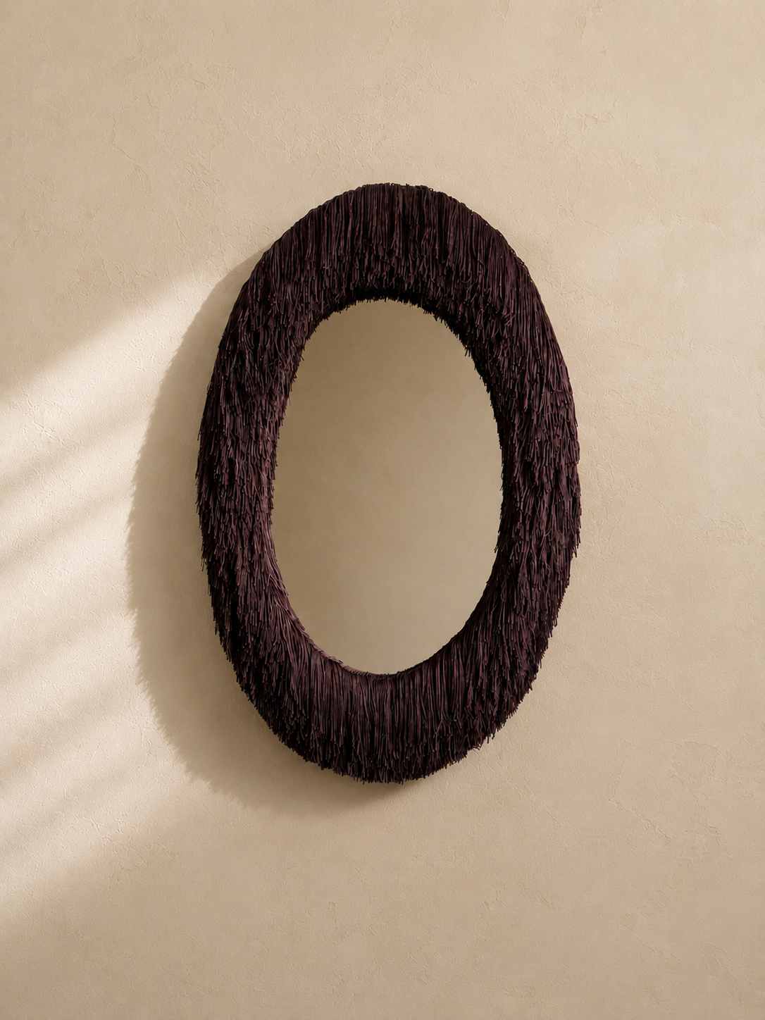 Project 7635: Bordeaux Noir Oval Fringe Mirror