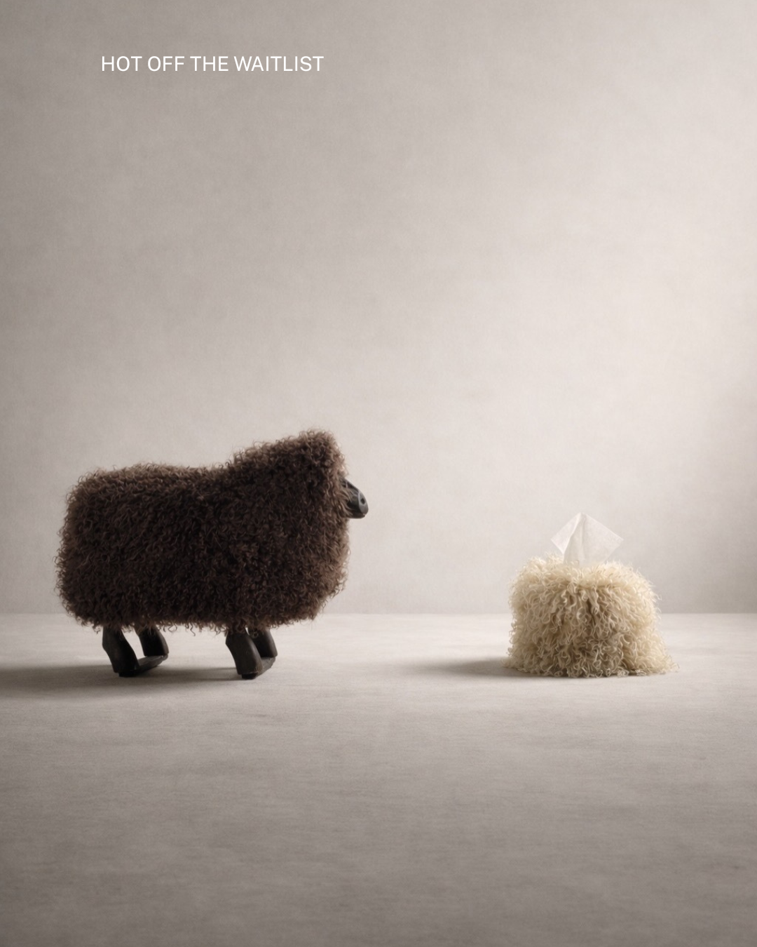 Bone Cream Mongolian Lamb Tissue Box Cover