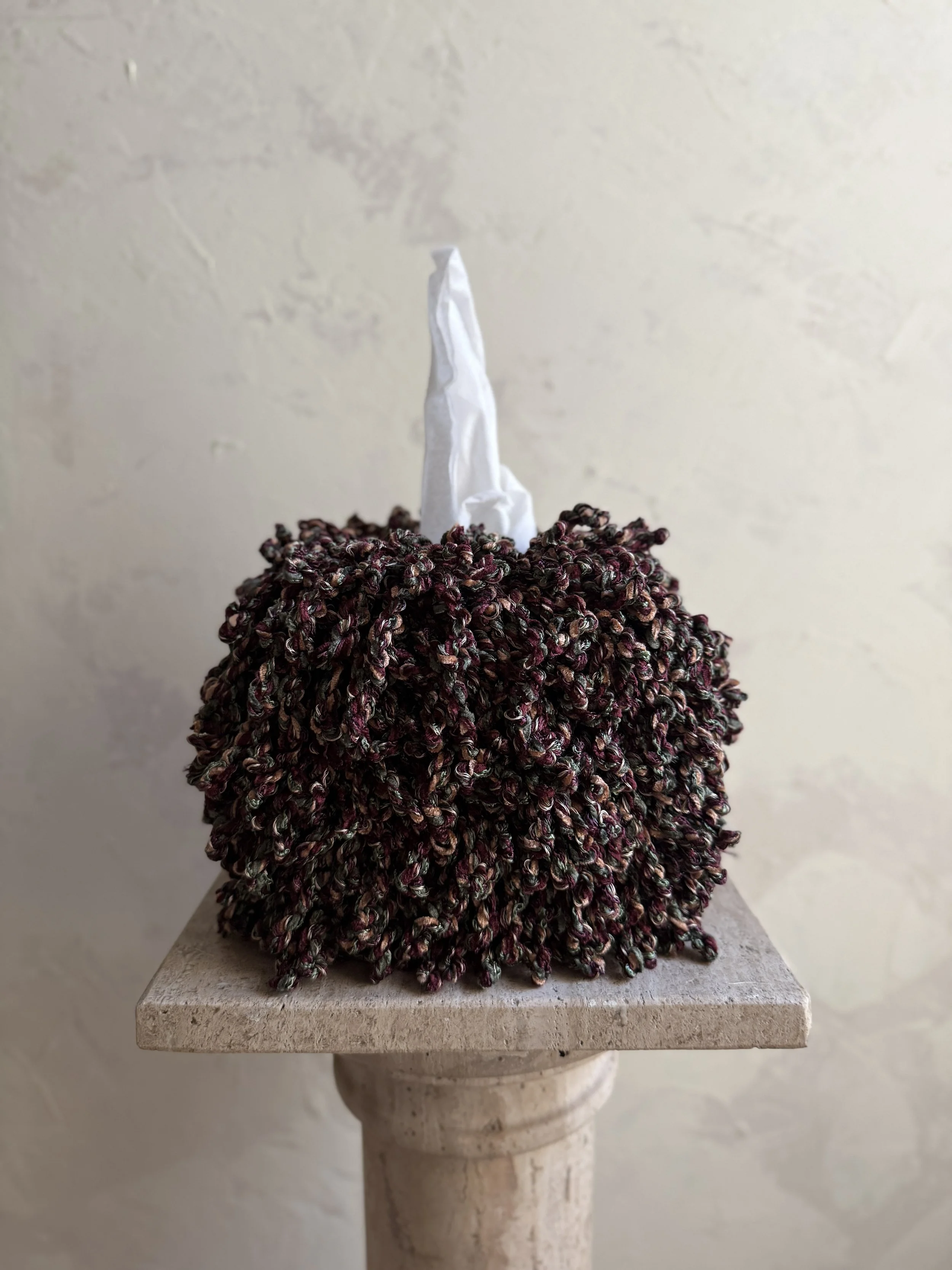 rosemary merlot fringe tissue box cover