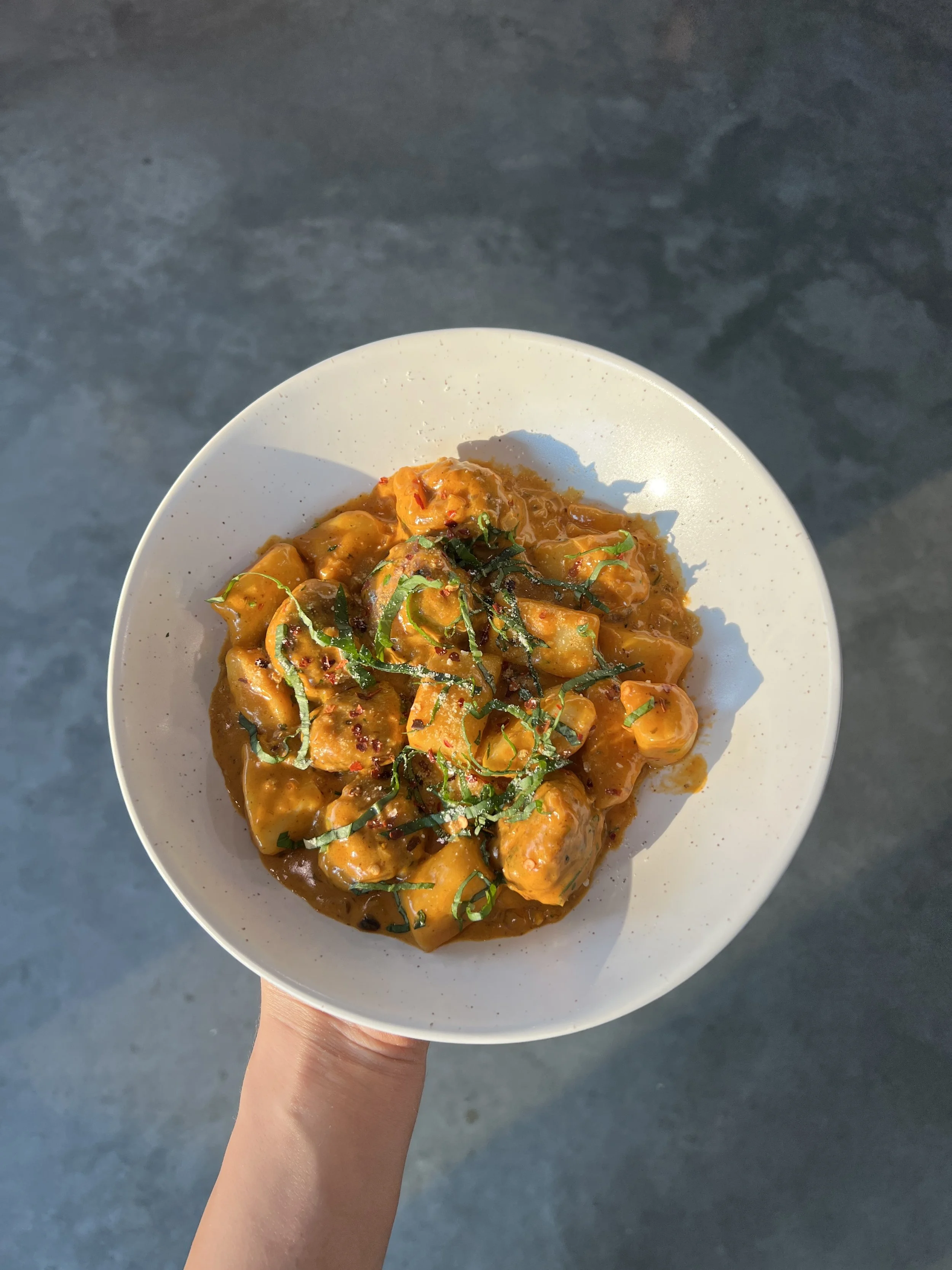 Spicy Vodka Gnocchi with Mini Sausage Meatballs