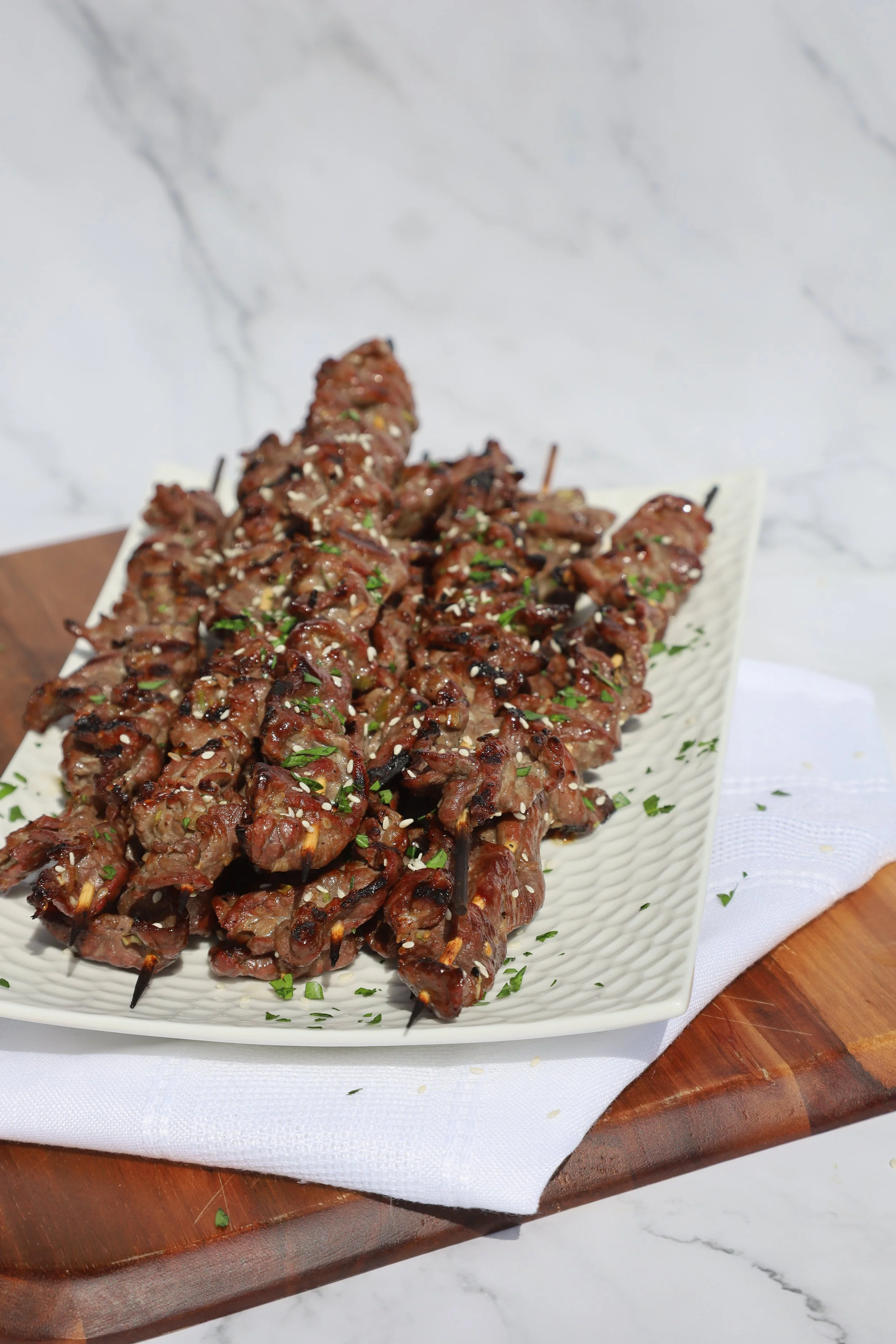 Garlic Sesame Beef Skewers