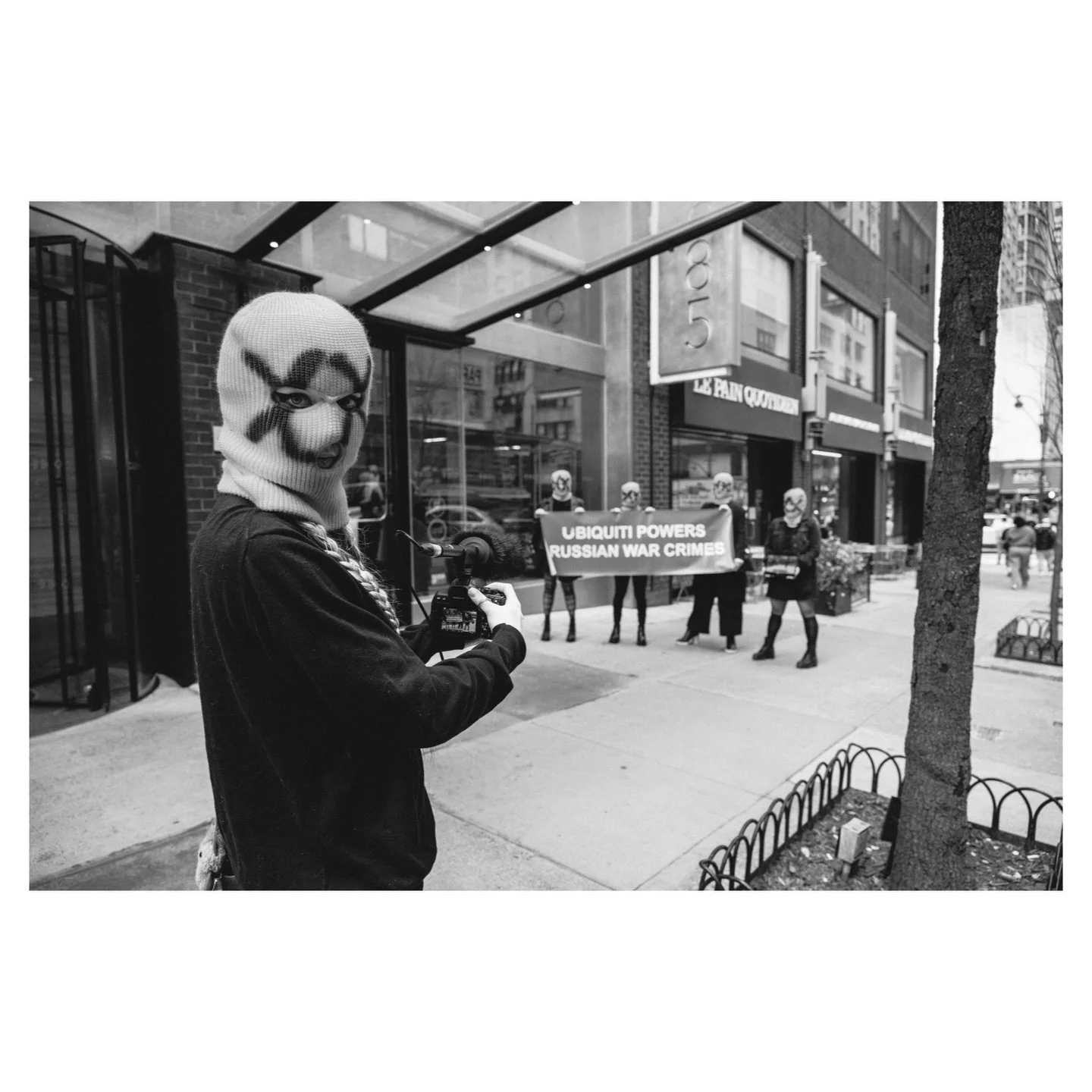 @pussyriot action in NYC, March 27th &acute;26

Context: &laquo;&nbsp;Today, Pussy Riot have shown up to Ubiquiti&rsquo;s corporate office in Manhattan, demanding the tech company is held accountable for its role in Russia&rsquo;s military aggression