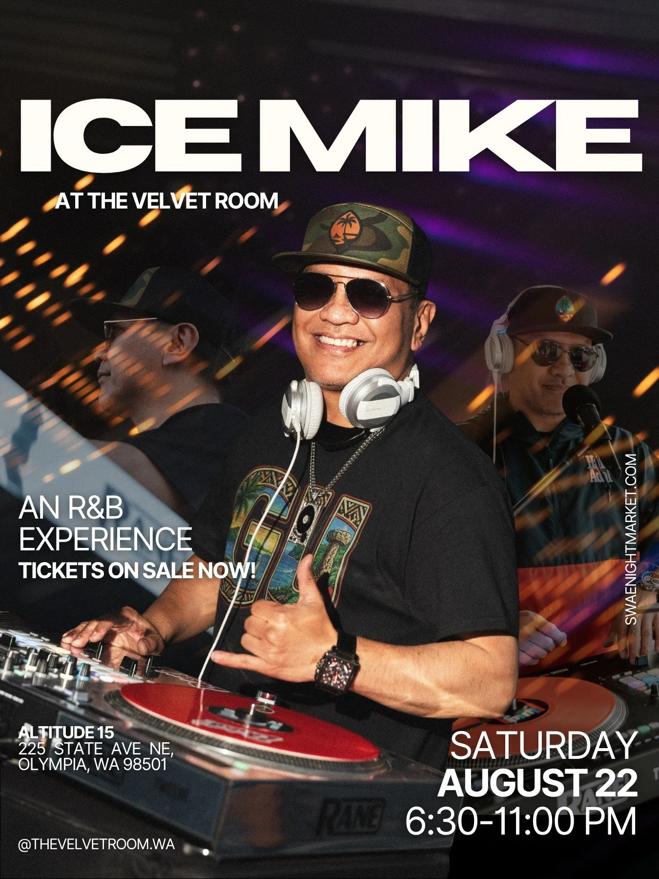 ICE MIKE on the decks. Yeah&hellip; Saturday&rsquo;s about to be a VIBE. 😮&zwj;💨🔥
ㅤ
The OG is pulling up to The Velvet Room and bringing that R&amp;B pressure.
ㅤ
SATURDAY 8.22
📍 Altitude 15 &bull; Downtown Olympia
🚪 Doors 6:30 PM
🎟️ Tickets alm