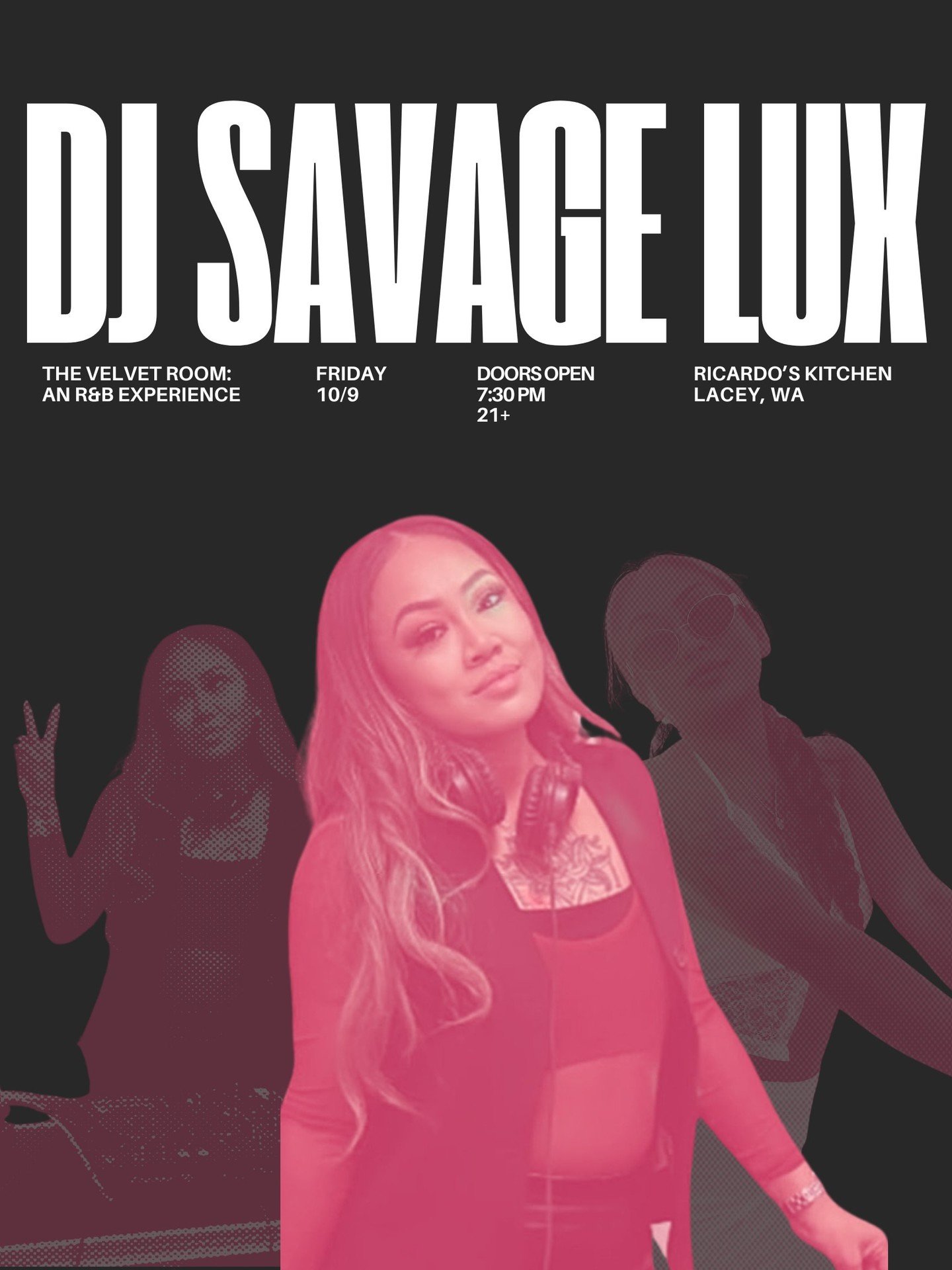 SAVAGE LUX IS PULLING UP. 😮&zwj;💨🌹
ㅤ
Coming up from Vancouver, WA and the PDX scene, @djsavagelux is stepping into The Velvet Room 10/9 and she&rsquo;s bringing the ENERGY. 🔥
ㅤ
If you&rsquo;ve seen her rock a room before, you already know. If you